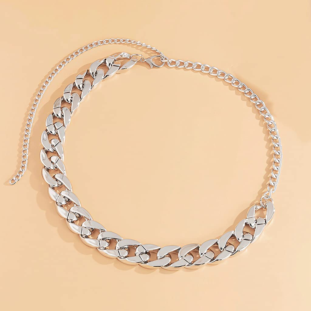 Punk Style Chunky Chain Waist Belt for Women - Gold & Silver Body Jewelry, Belly Chain Accessory for Festival, Rave & Gothic Fashion (Color: Silver)