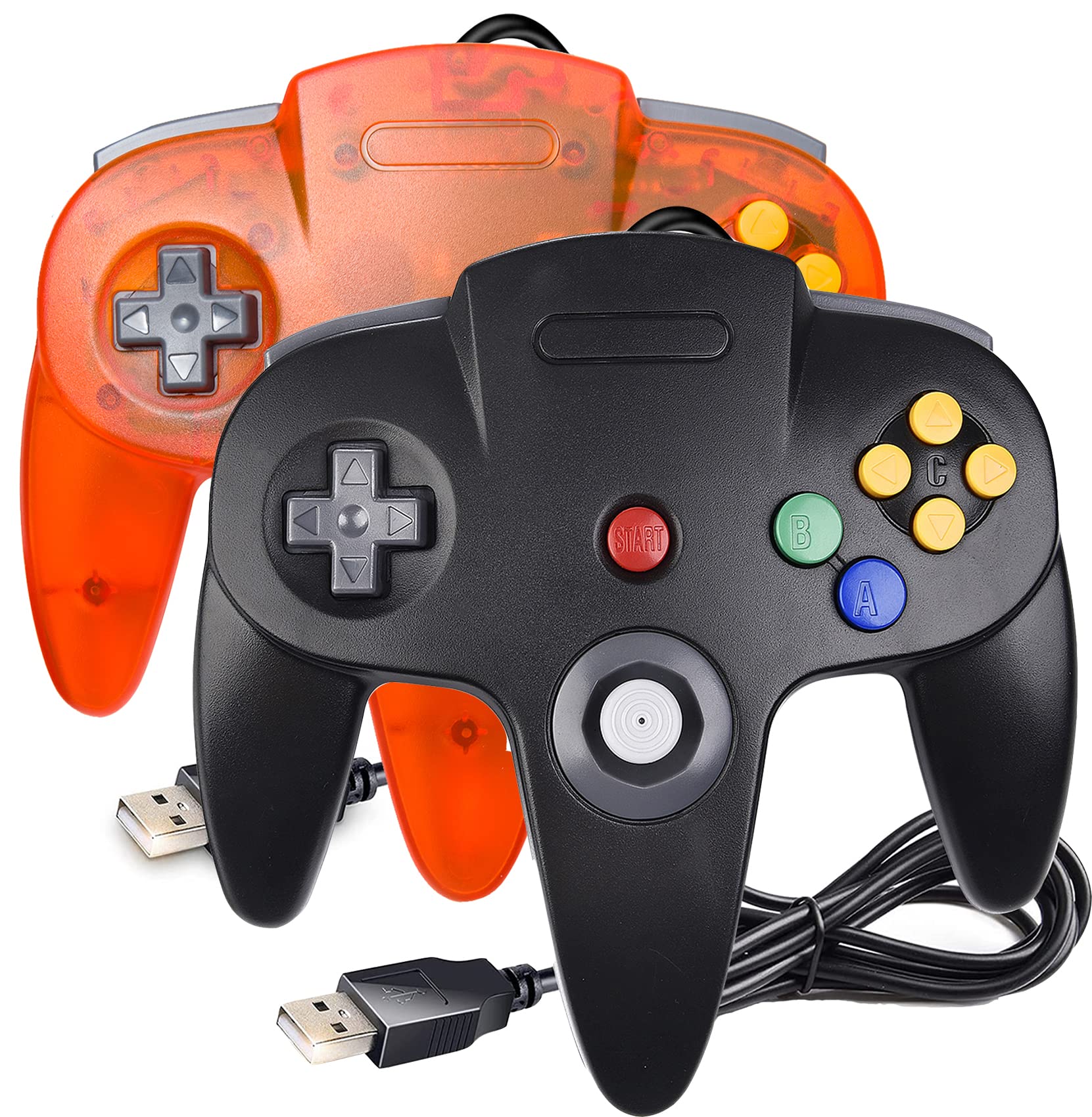 2 Pack USB Classic N64 Controller - MODESLAB Wired Gamepad for PC, Mac, Linux & Raspberry Pi | Retro Gaming Joystick Compatible with Windows, macOS, Linux & Sega Genesis | Perfect for Emulators & Classic Console Gaming