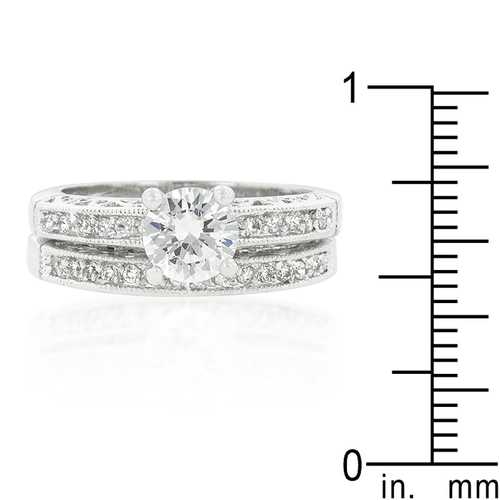 Exquisite Filigree Engagement Ring Set - Vintage Inspired Wedding Band & Matching Eternity Ring - Perfect for Proposals, Anniversaries & Romantic Occasions