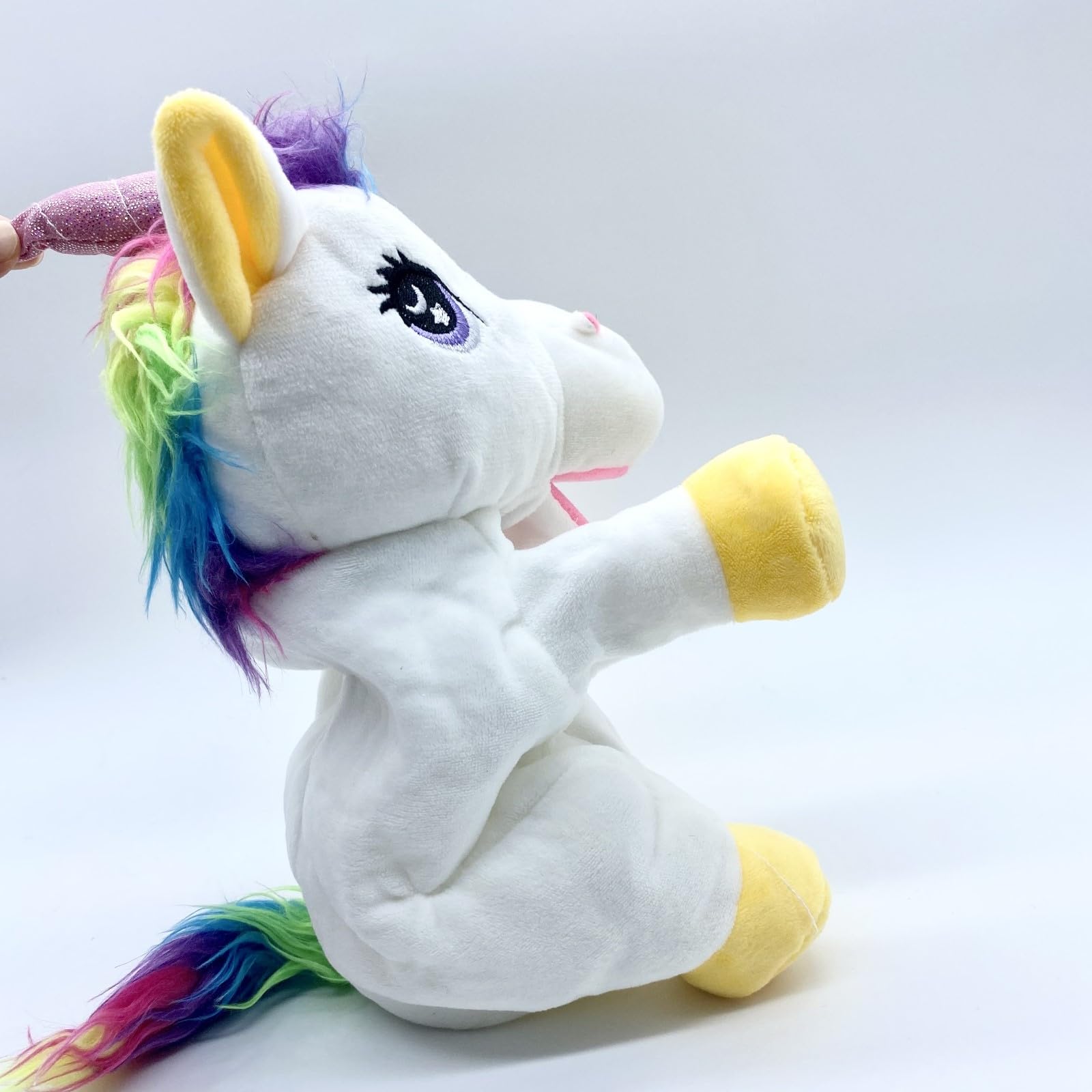 LUOZZY Unicorn Hand Puppet Plush Toy - Soft White Animal Hand Puppet for Kids, Interactive Parent-Child Play, Storytelling & Imaginative Play - Perfect for Birthday Gifts, Classroom Activities & Pretend Play
