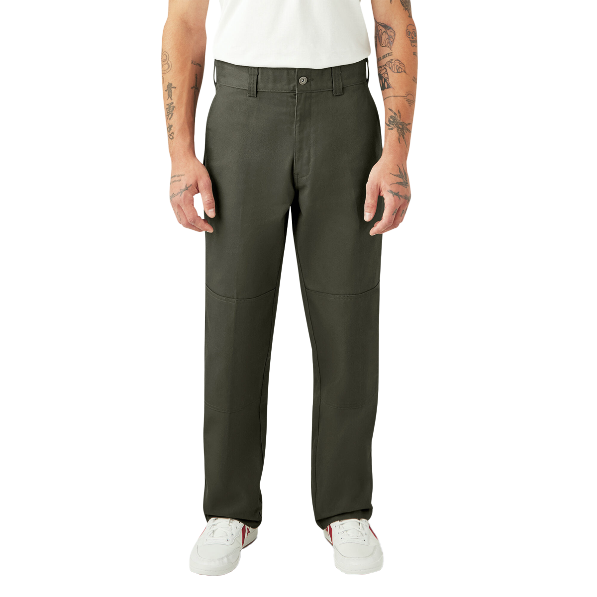 Dickies x Spitfire Double Knee Work Pants - Durable Olive Green Cargo Pants for Men | Perfect for Construction, Skateboarding & Outdoor Activities