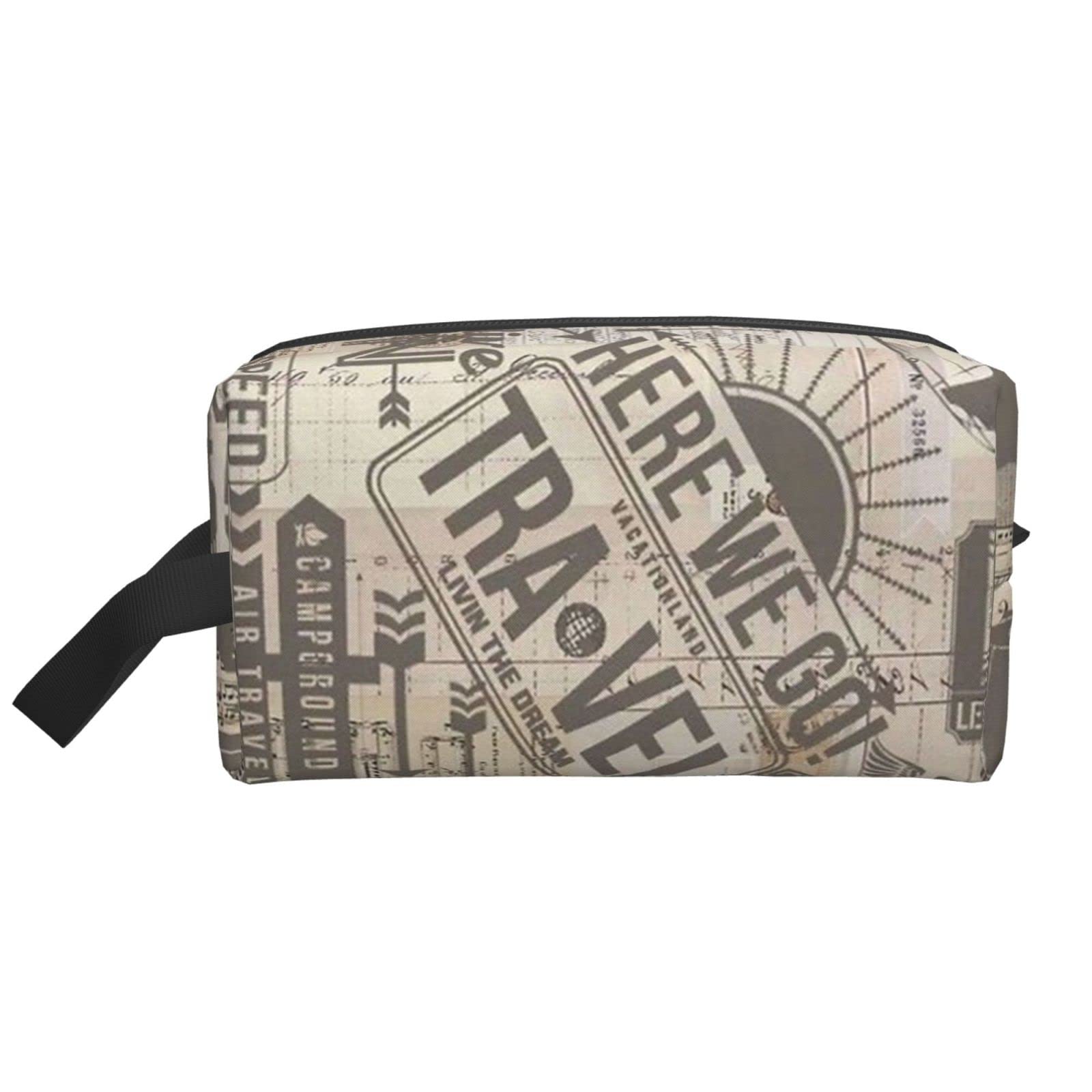 Vintage Brown Waterproof Makeup Bag for Women - Large Capacity Cosmetic Pouch with Zipper, Multi-Functional Travel Toiletry Organizer (Perfect for Travel, Gym, Daily Use & Gift Giving)