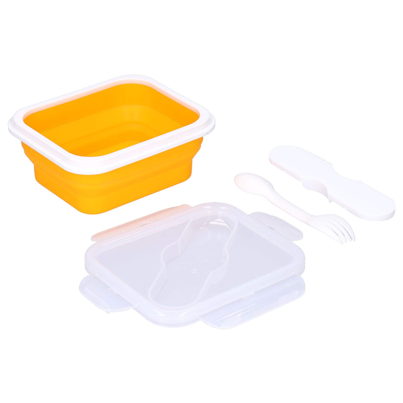 Leakproof 600ML Insulated Lunch Box with Fork & Spoon - BPA-Free Silicone Food Container for School, Office, Work & Travel (Orange) | Perfect for Students, Professionals & Outdoor Activities