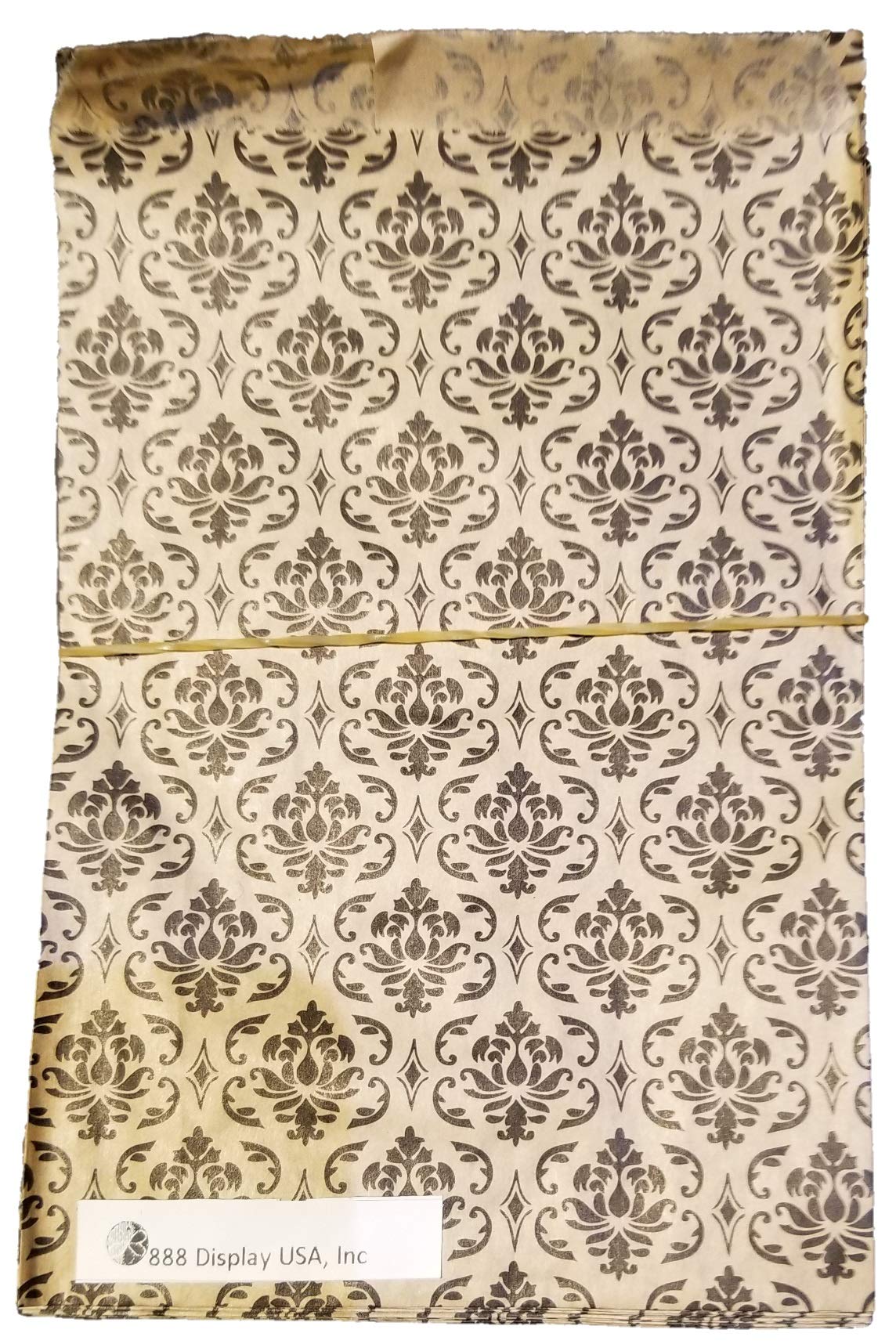 200 Pcs Brown & Black Damask Paper Gift Bags - 8.5