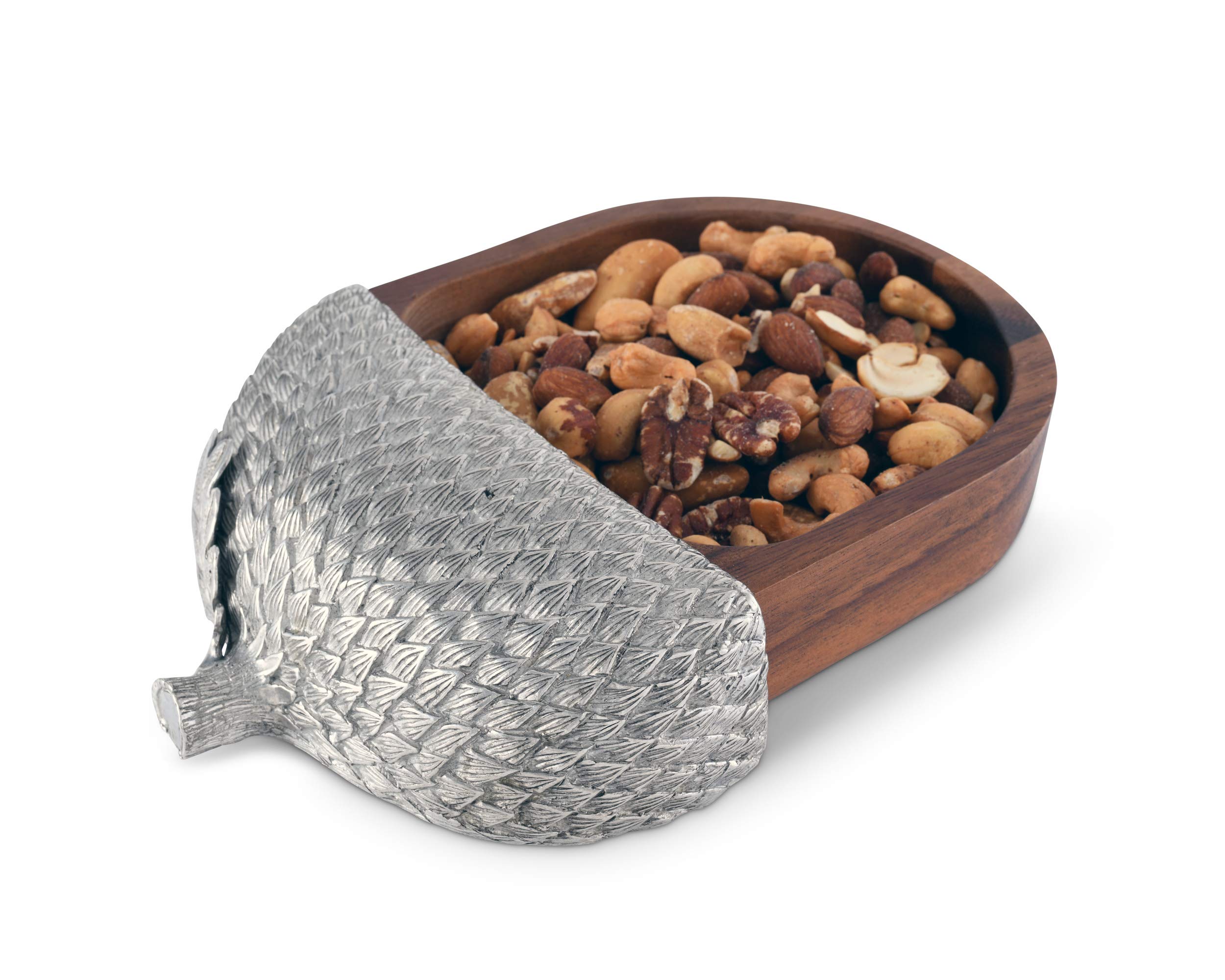 Vagabond House 9-Inch Wood Acorn Nut Candy Snack Bowl - Perfect for Holiday Parties, Home Decor & Kitchen Storage
