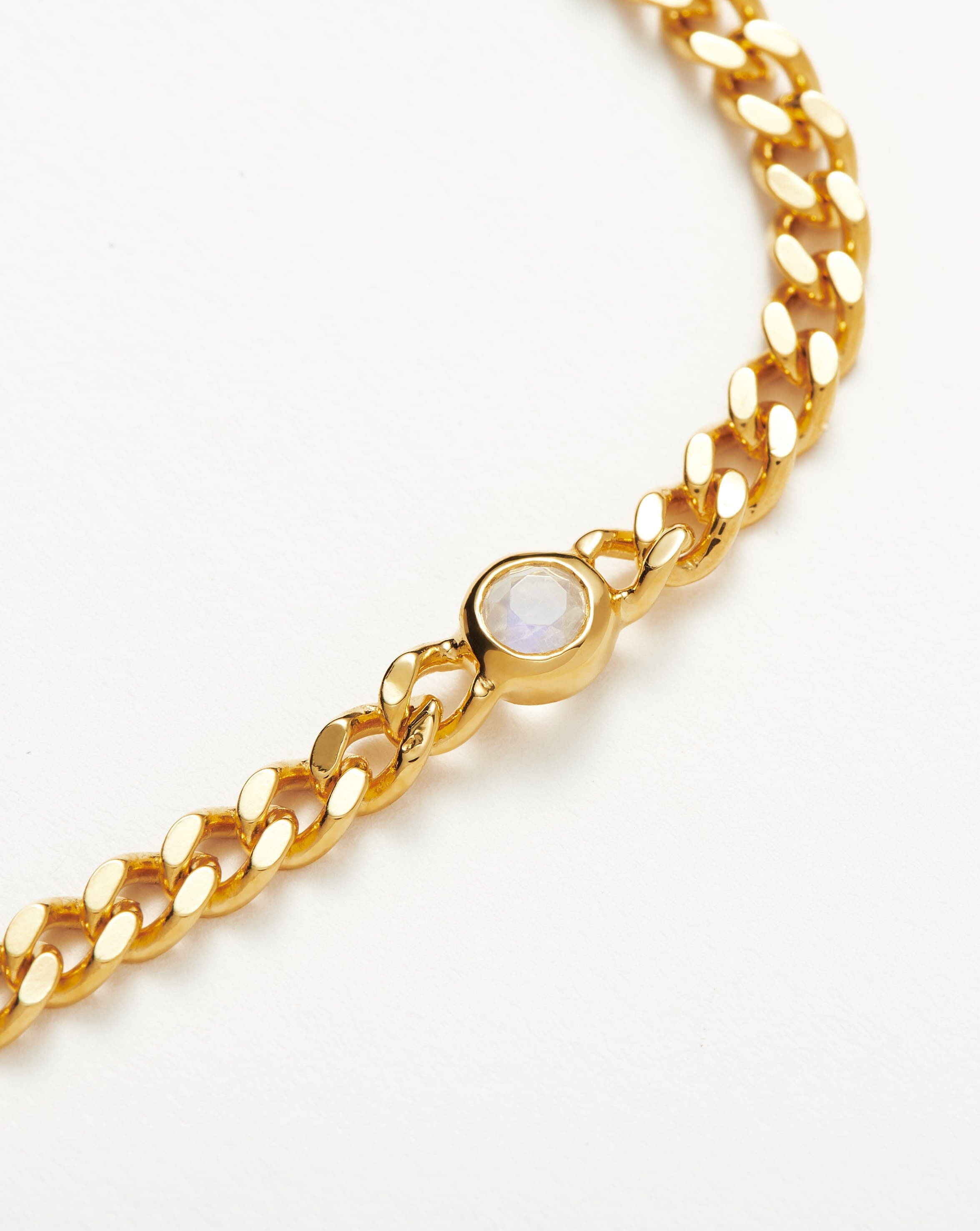 June Birthstone Jewelry - 18k Gold Plated Vermeil & Rainbow Moonstone Chain Bracelet for Women | Perfect Birthday Gift, Anniversary Present & Everyday Wear