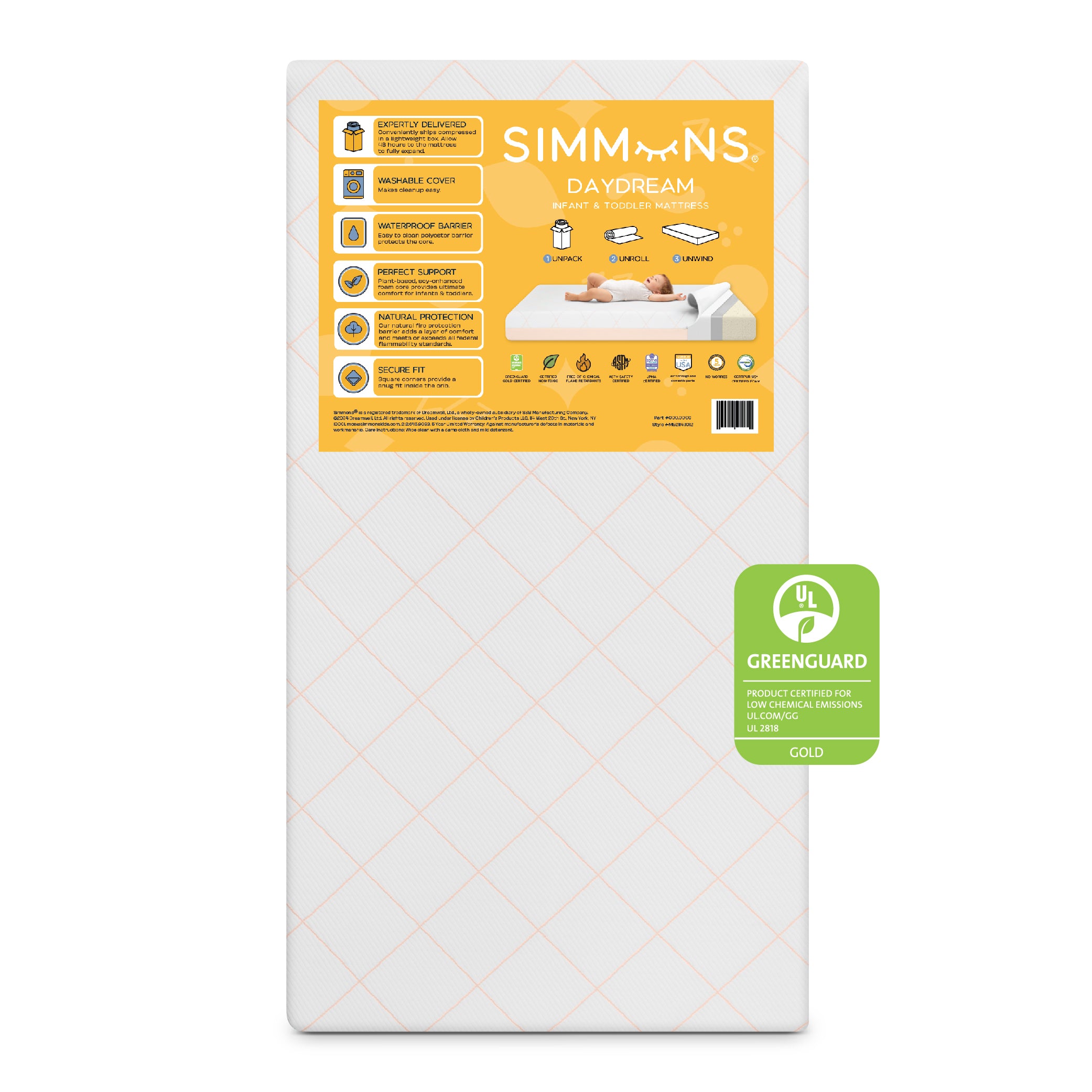 DayDream 2-Sided Crib & Toddler Mattress - Breathable Baby Mattress for Newborns & Infants - Perfect for Nursery, Daycare & Travel