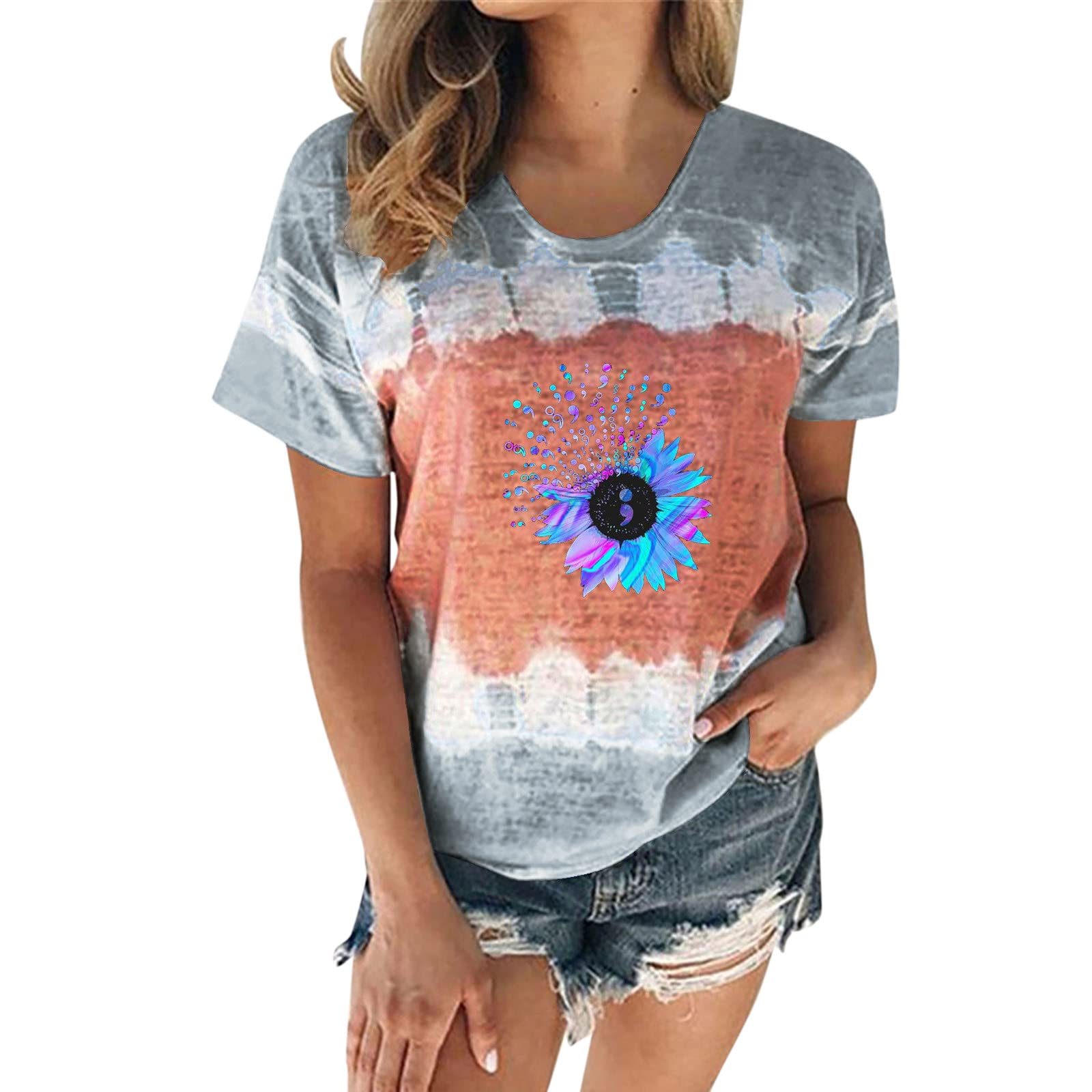 Stylish Women's Short Sleeve T-Shirts - Striped Color Block & Leopard Print Casual & Workout Tops | Perfect for Everyday Wear, Gym, and Outdoor Activities