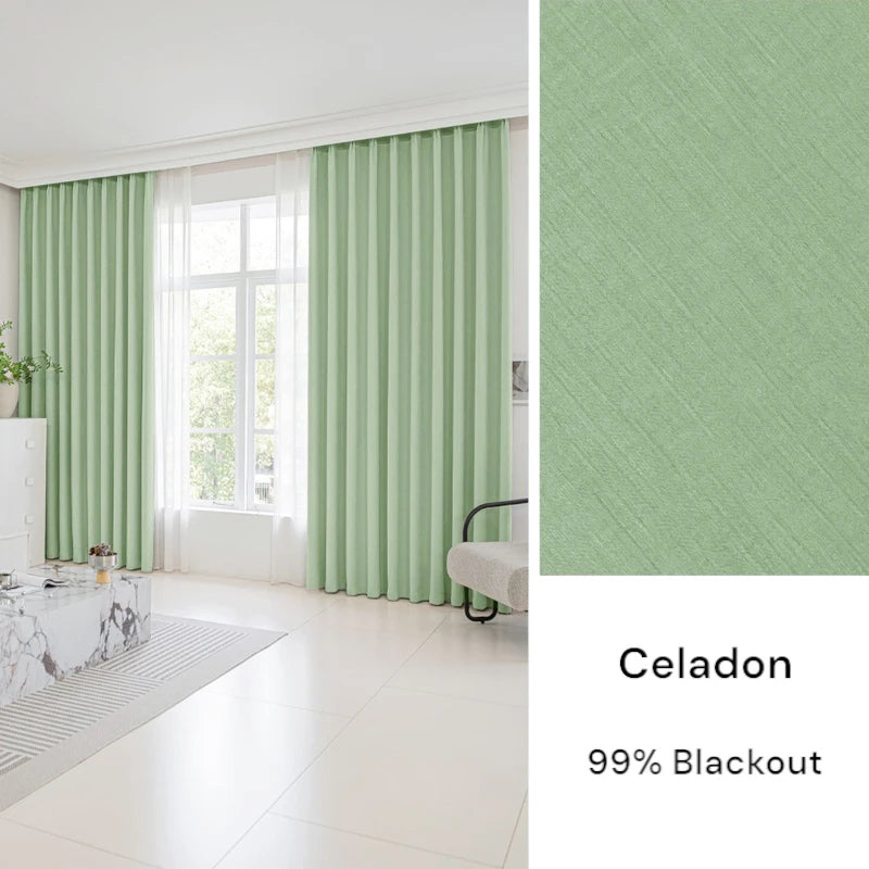 Rachel Textured Chenille Blackout Curtains for Bedroom - Thermal Insulated Noise Reducing Window Drapes, Custom Size Available, Perfect for Nursery, Living Room & Home Theater