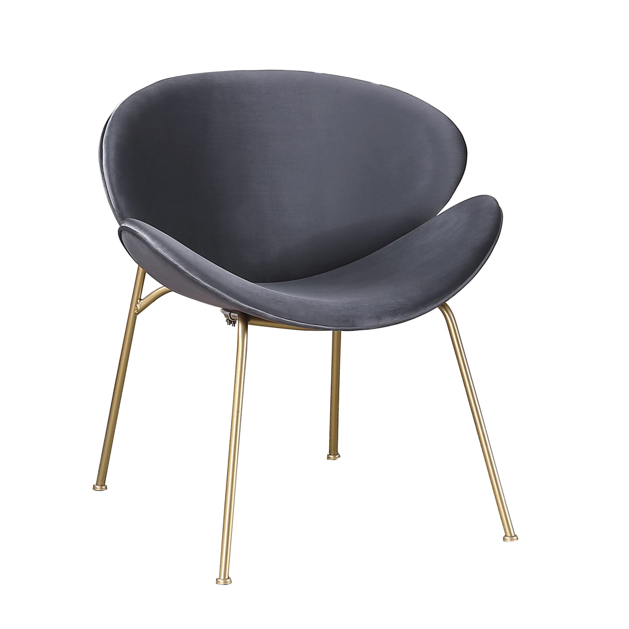 Yoluckea Velvet Vanity Chair Set of 2 - Modern Upholstered Living Room Chairs with Gold Metal Legs, Elegant Makeup Desk & Dining Side Chair with Arced Seat & Back - Perfect for Bedroom, Kitchen, Dining Room & Home Office Decor (Grey)