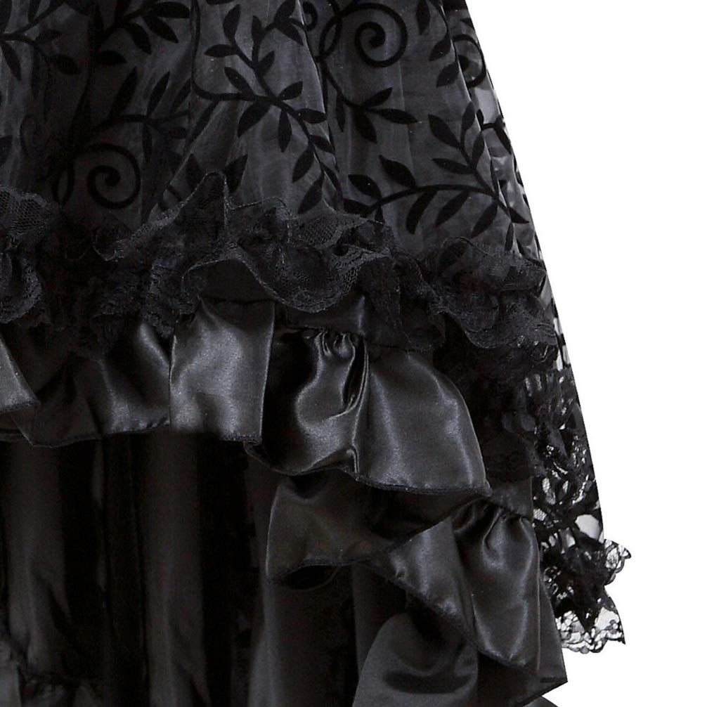 Gothic Steampunk Dress for Women - Vintage Asymmetrical High Low Midi Skirt | Victorian Punk Fashion, Cosplay Costume, Halloween Outfit, LARP & Alternative Clothing