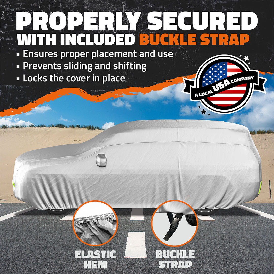Premium Waterproof SUV Car Cover - Heavy Duty Polyester Material for All-Weather Protection - Ideal for Outdoor Parking & Long-Term Vehicle Storage