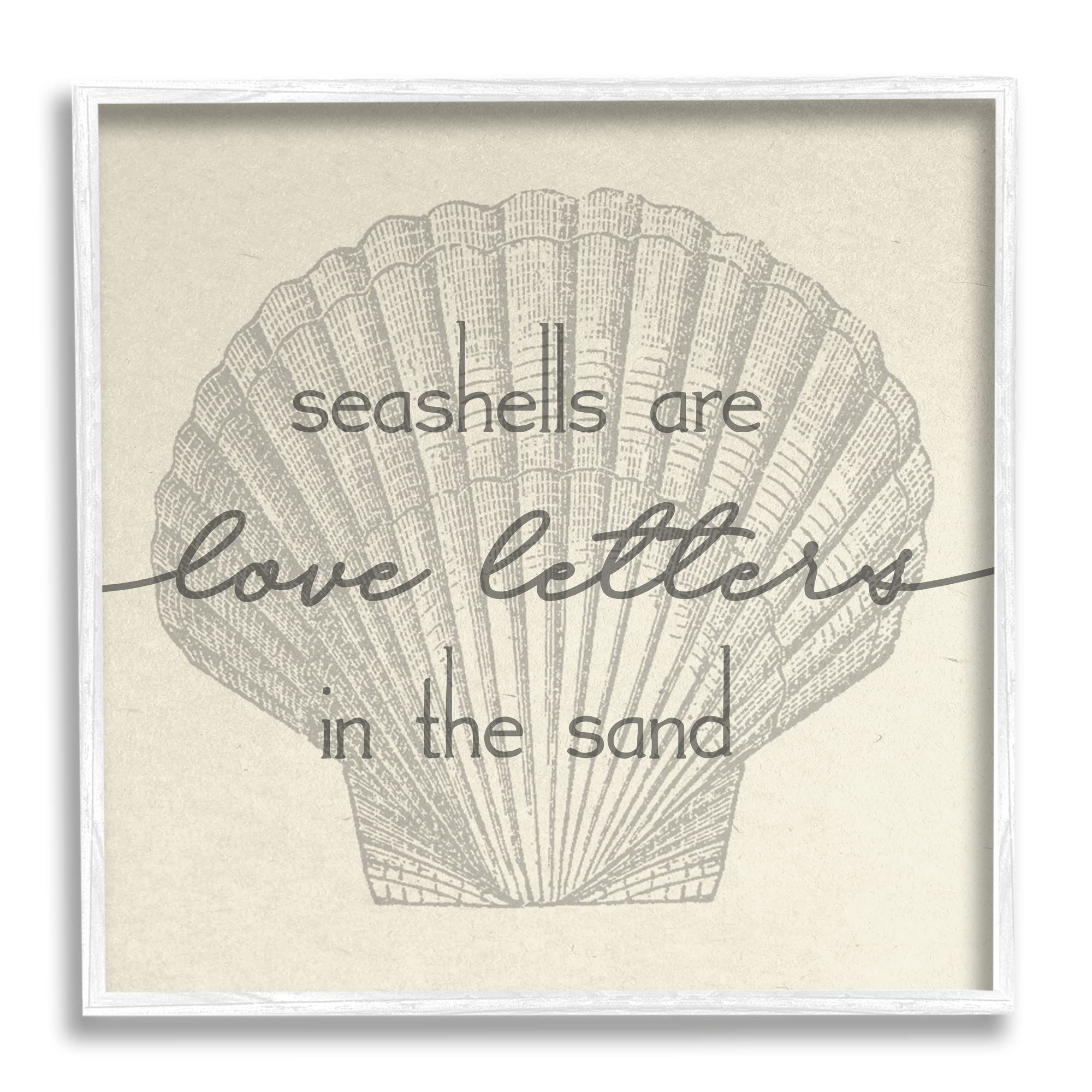 Stupell Industries Seashells Are Love Letters Etched Beach Quote Wall Art - Coastal Decor by Daphne Polselli - Perfect for Beach House, Bathroom & Nautical Themed Rooms