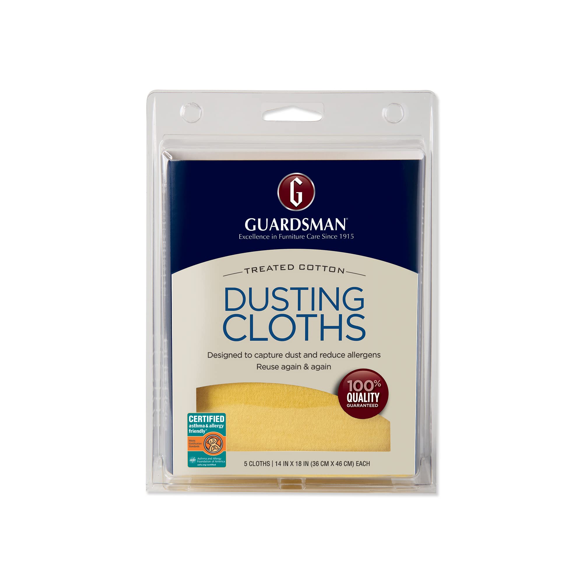 Guardsman Wood Furniture Dusting Cloths - 5 Pack Pre-Treated Dust Cloths for Wood Furniture, Captures 2x More Dust Than Regular Cloths, No Sprays or Odors - Perfect for Cleaning Tables, Chairs, Cabinets & Antique Wood Furniture