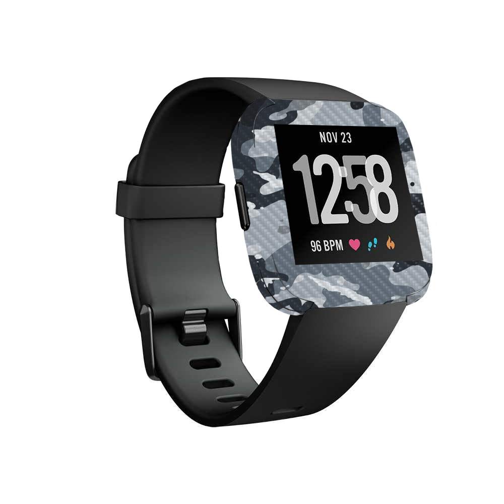 MightySkins Carbon Fiber Skin for Fitbit Versa - Gray Camouflage Protective Cover | Durable Textured Vinyl Wrap | Easy to Apply & Remove | Made in USA | Perfect for Gym, Work & Outdoor Activities