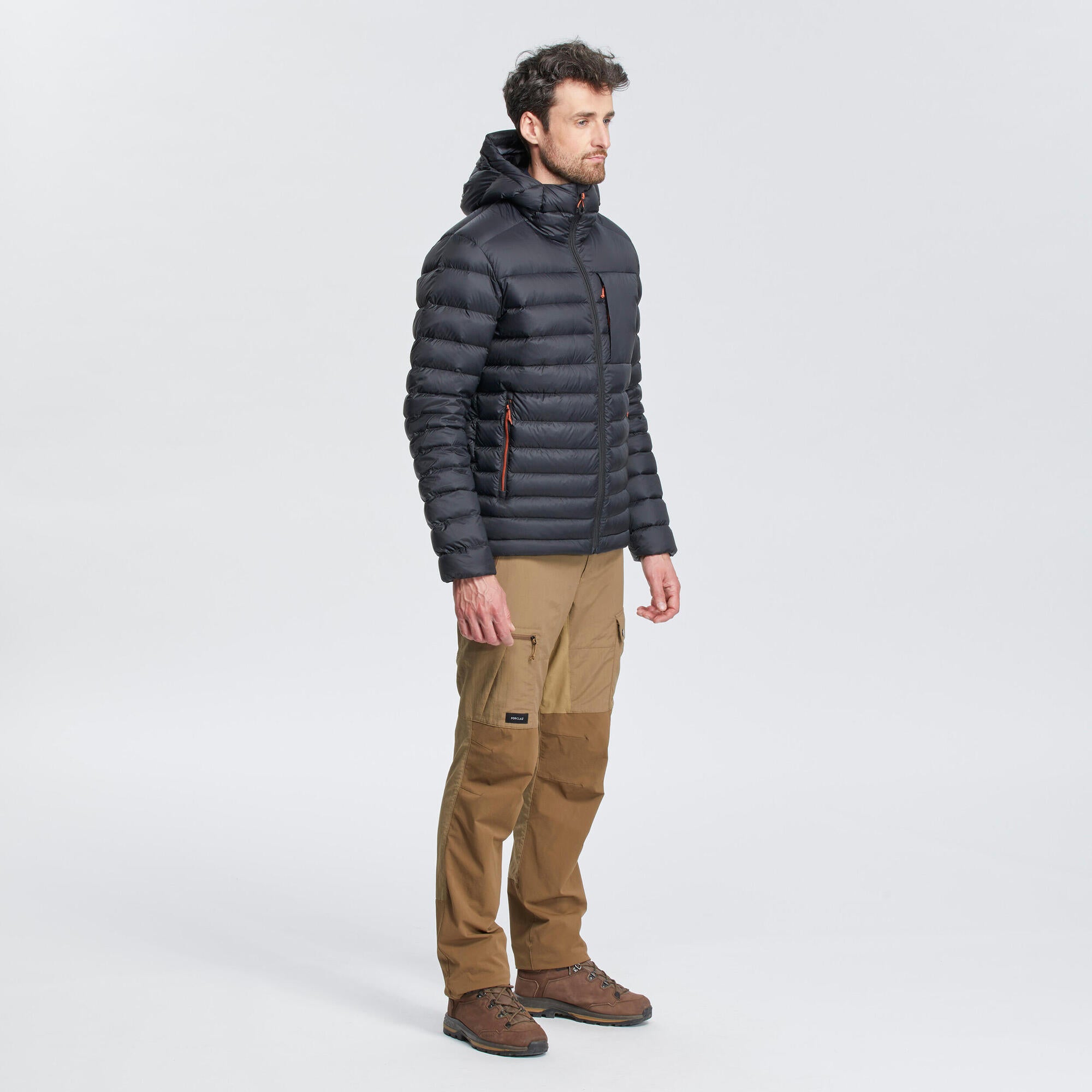 Forclaz MT500 Men's Hooded Padded Jacket for Mountain & Backpacking - Warm & Lightweight Down Coat for Hiking, Camping in Cold Weather (14°F)