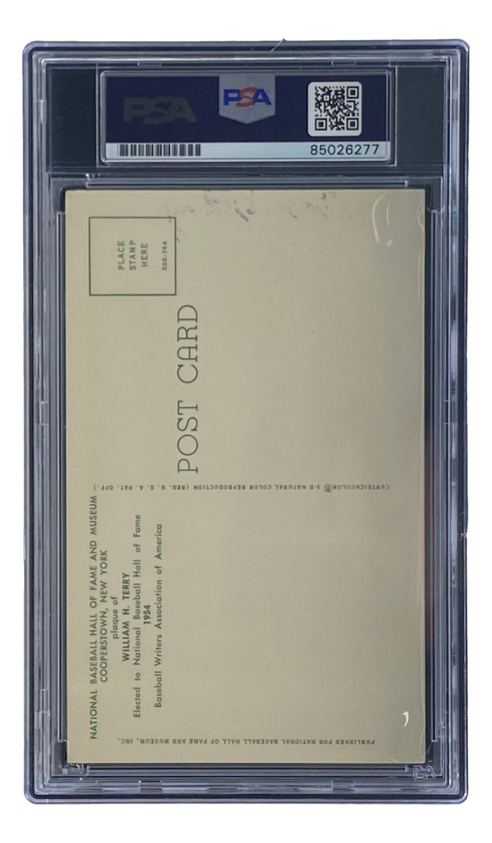 Bill Terry Autographed 4x6 New York Giants Hall of Fame Plaque Card with PSA/DNA Certification #85026277 - Perfect for Sports Memorabilia Collectors and Giants Fans Display