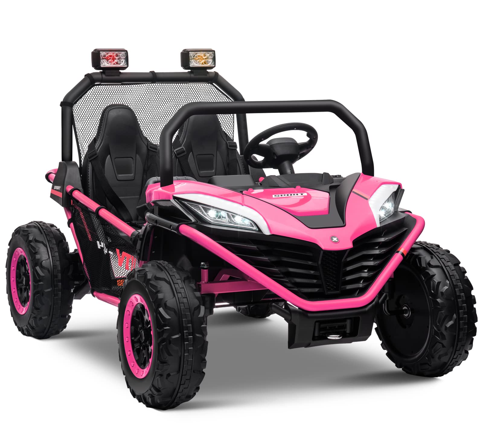 **OTTARO 24V 10AH Kids Electric UTV Car - 2 Seater Ride-On Vehicle with Metal Frame, EVA Wheels, 2x200W Motors, Bluetooth & Remote Control - Max Speed 4.7MPH (Pink) - Perfect for Outdoor Play, Backyard Adventures & Family Fun**