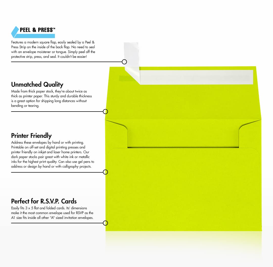 Premium LUXPaper 4Bar A1 Invitation Envelopes - Self-Sealing Peel & Press Closure - 3 5/8