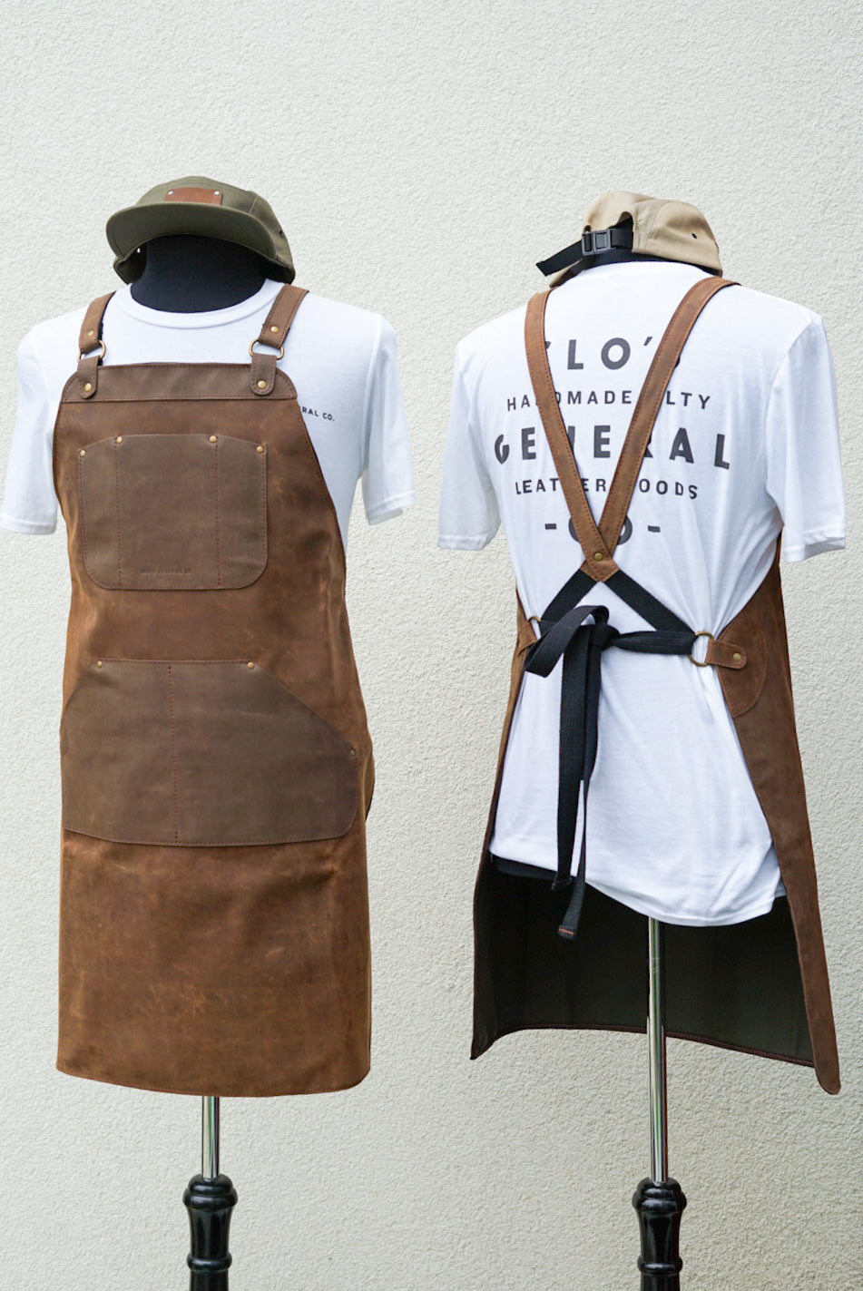 Premium Full Grain Leather Apron - Crazyhorse Brown Work Apron with Extra Pockets for Cooking, BBQ, Woodworking & Crafts