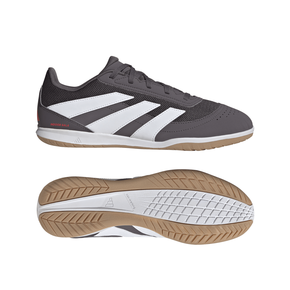 Adidas Predator Club IN Indoor Soccer Shoes for Men - Grey Strata/Cloud White/Lucid Red - Perfect for Futsal, Training & Indoor Football Games