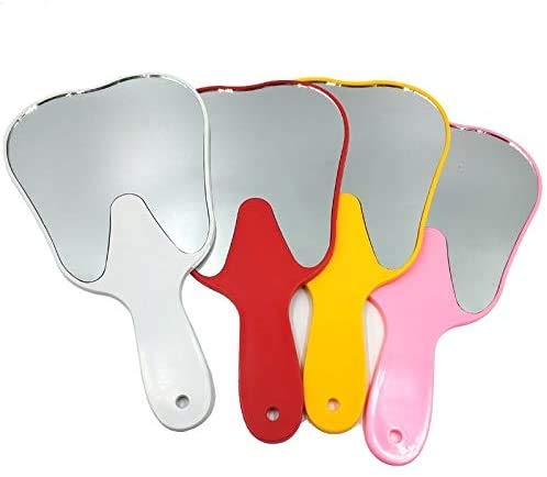 6-Piece Dental Mirror Set - Tooth Shaped Handle Dentist Tools with Plastic Glass for Oral Exams, Makeup Application & Beauty Care - Perfect for Dentists, Hygienists & Home Use