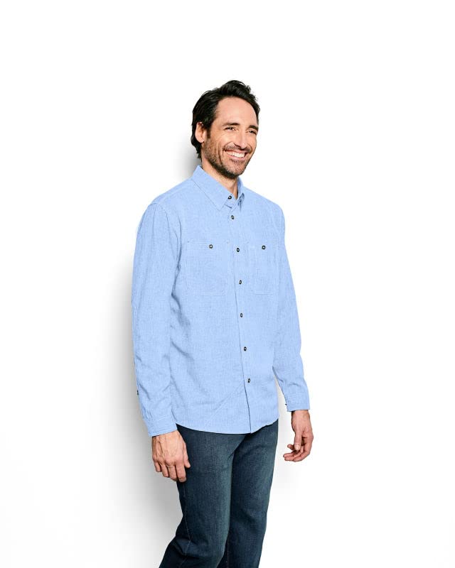 Orvis Tech Chambray Long Sleeve Men's Work Shirt - Lightweight Quick-Drying UPF 40+ Sun Protection Casual Button Down Shirt for Outdoor Work, Hiking & Everyday Wear