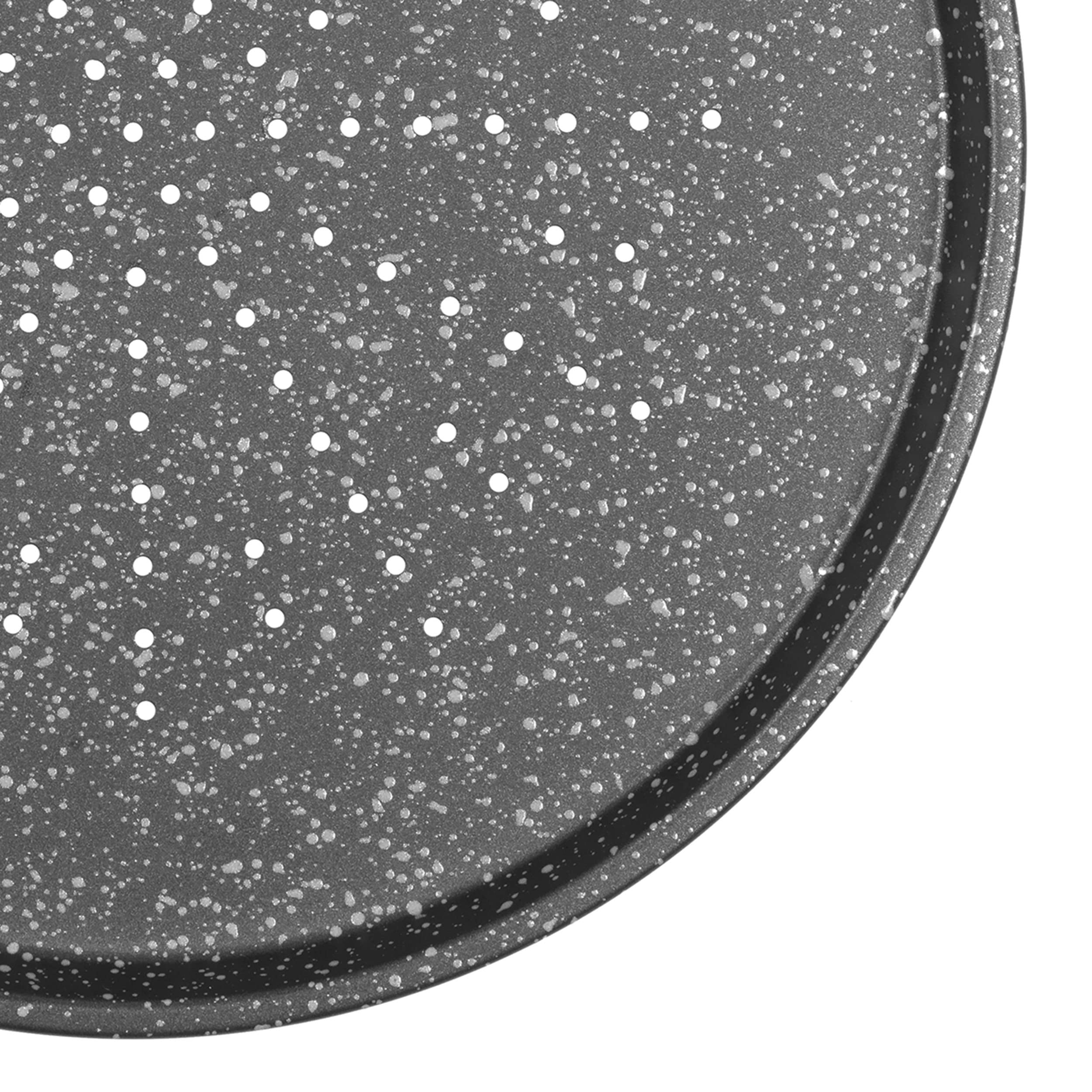 Salter Megastone Pizza Pans Set of 2 – 12-Inch Non-Stick Perforated Crisper Trays for Oven Baking | 29cm Carbon Steel Pizza Tins, PFOA-Free & Oven Safe to 220°C | Perfect for Homemade Pizza, Nachos & Party Snacks