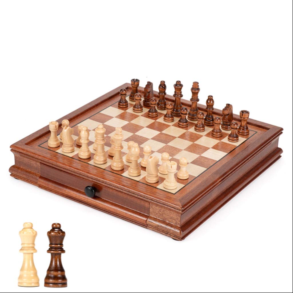 Premium Solid Wood Magnetic Travel Chess Set - Handcrafted Wooden International Chess with 2 Extra Queens & Drawer Storage - 31x31 Inch Board Game for Travel, Camping, Gifts & Home Decor