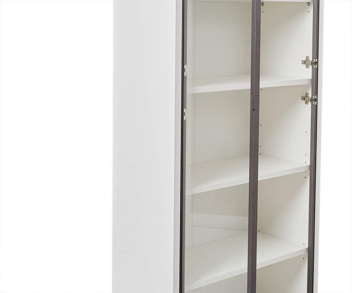 Gammel High Bookcase with Glass Doors - White - Perfect for Living Room, Office & Library Storage
