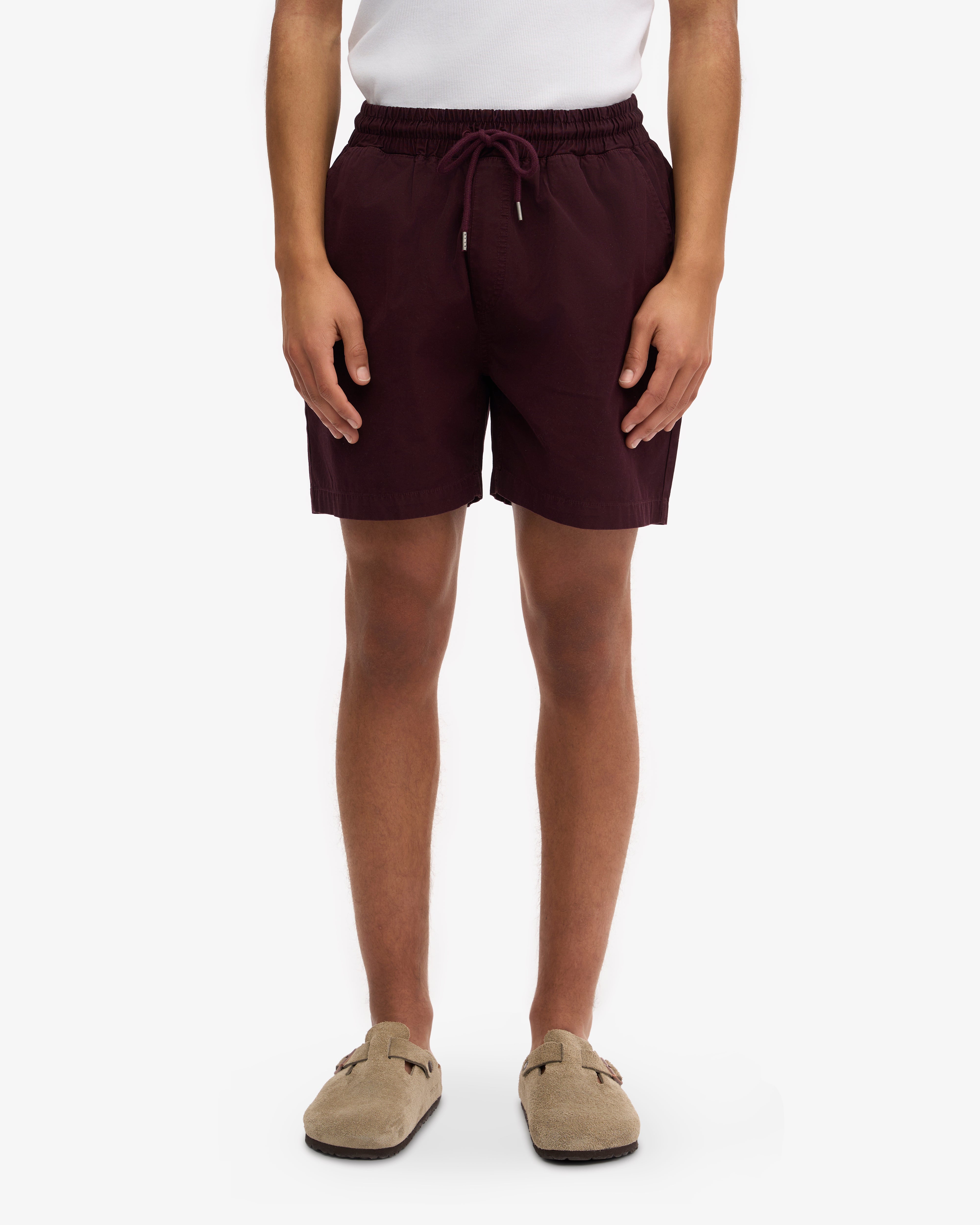 Organic Cotton Twill Shorts for Men & Women - Comfortable Casual Wear in Oxblood Red - Perfect for Summer, Travel, and Outdoor Activities