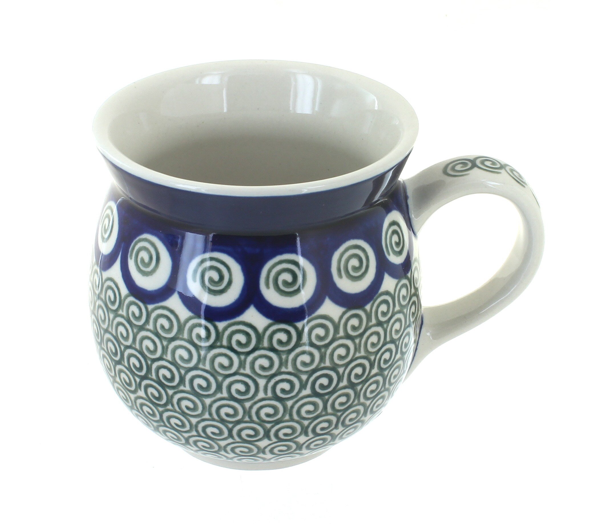 Blue Rose Polish Pottery Peacock Swirl Bubble Mug - Handmade Ceramic Coffee Cup for Tea, Hot Chocolate & Soups - Perfect for Home, Office & Gifts
