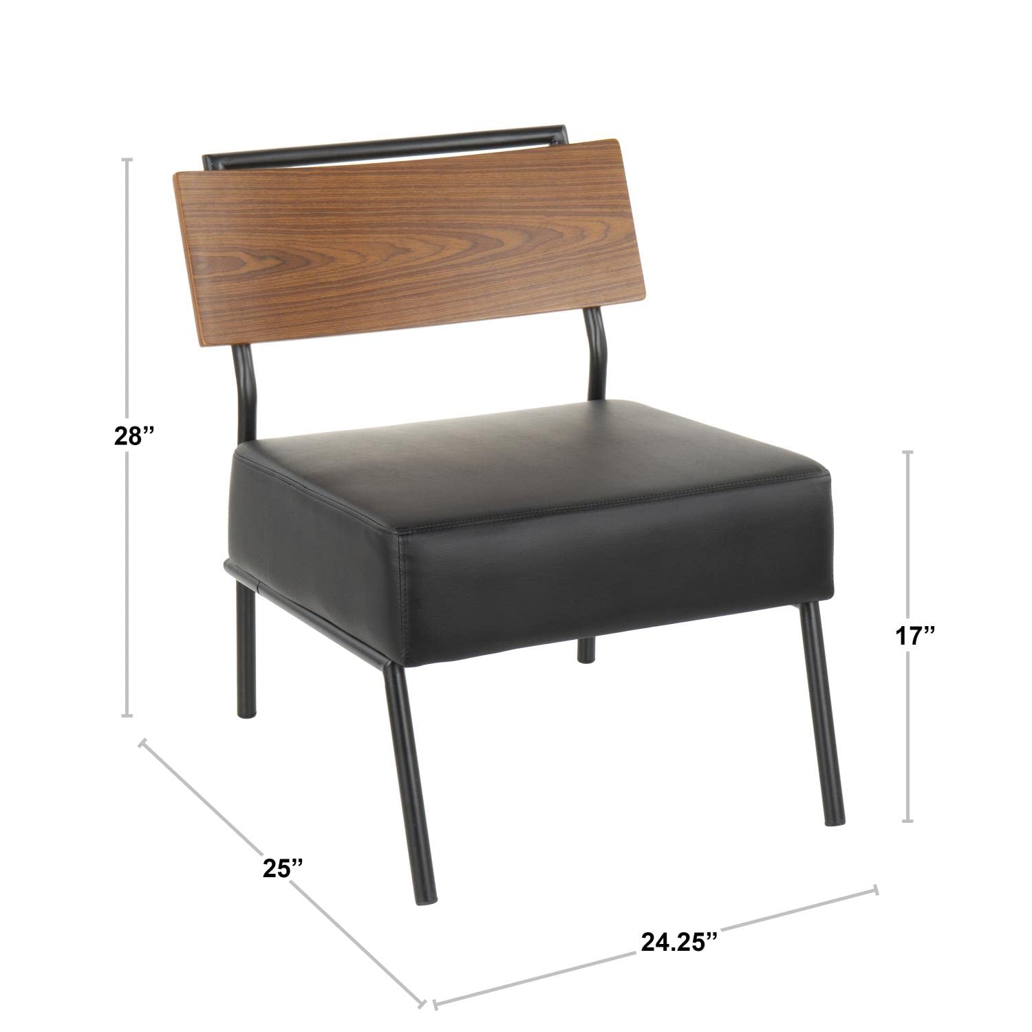 LumiSource Fiji Leather Accent Chair - Armless Modern Living Room & Bedroom Seating - Stylish Contemporary Lounge Chair for Home Office, Reading Nook, or Relaxation Corner