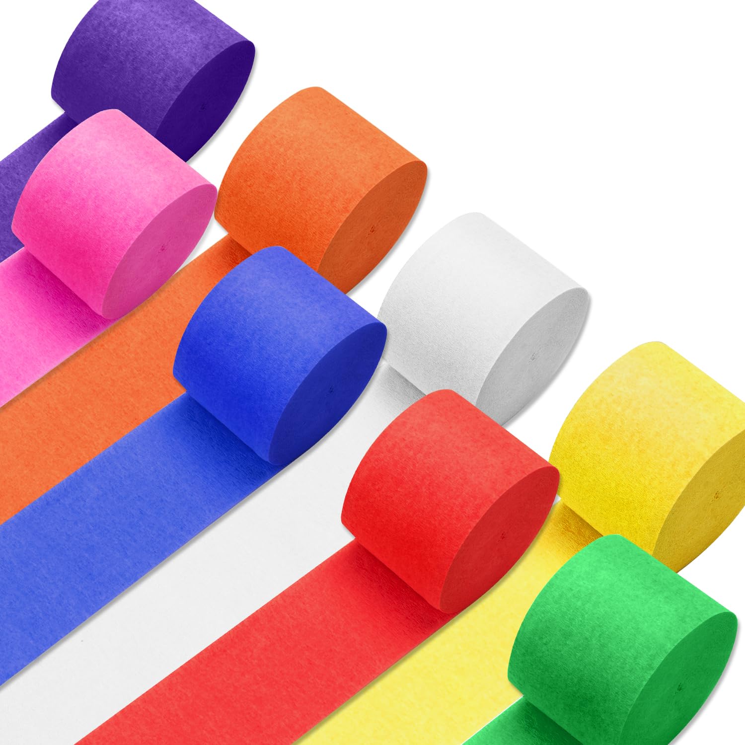 Crepe Paper Streamers 8 Rolls 656ft - Rainbow Assorted Colored Party Decorations for Backdrop, Birthday, Baby Shower, Wedding, DIY Crafts, Classroom, Graduation & Holiday Celebrations