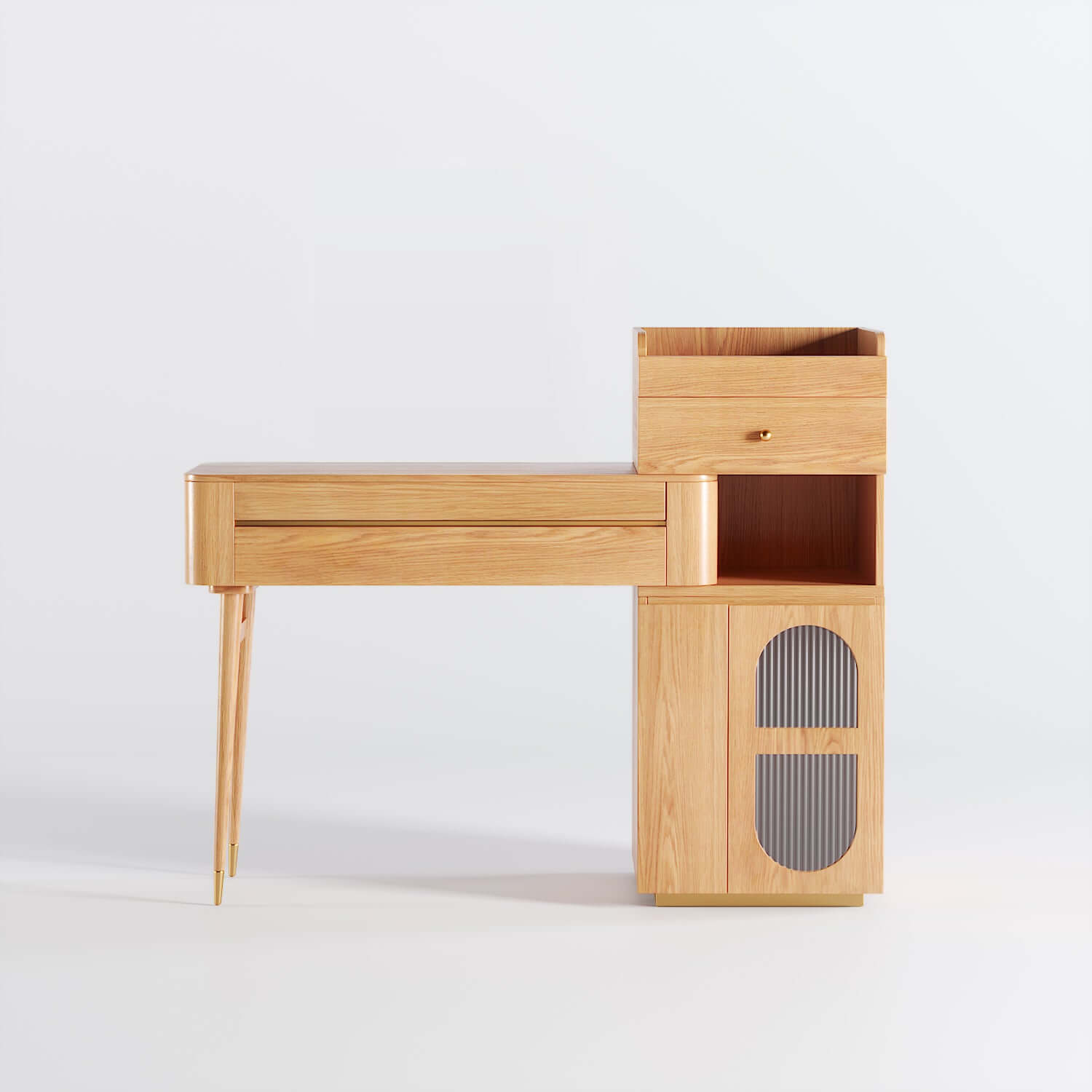 Large Wooden Makeup Vanity Table with Side Cabinet & Drawers - Spacious Dressing Table for Bedroom, Bathroom & Beauty Salon Organization