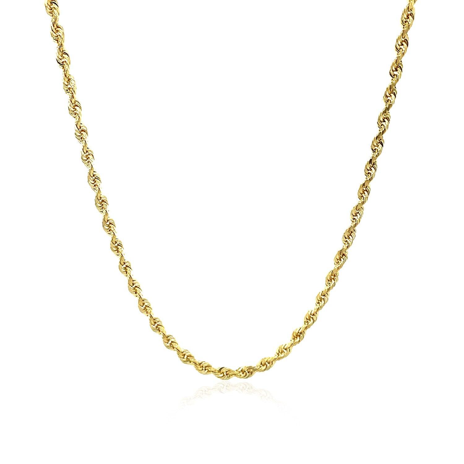 2.5mm 10k Yellow Gold Solid Diamond Cut Rope Chain Necklace for Men & Women - Perfect for Layering, Gifts, and Everyday Wear