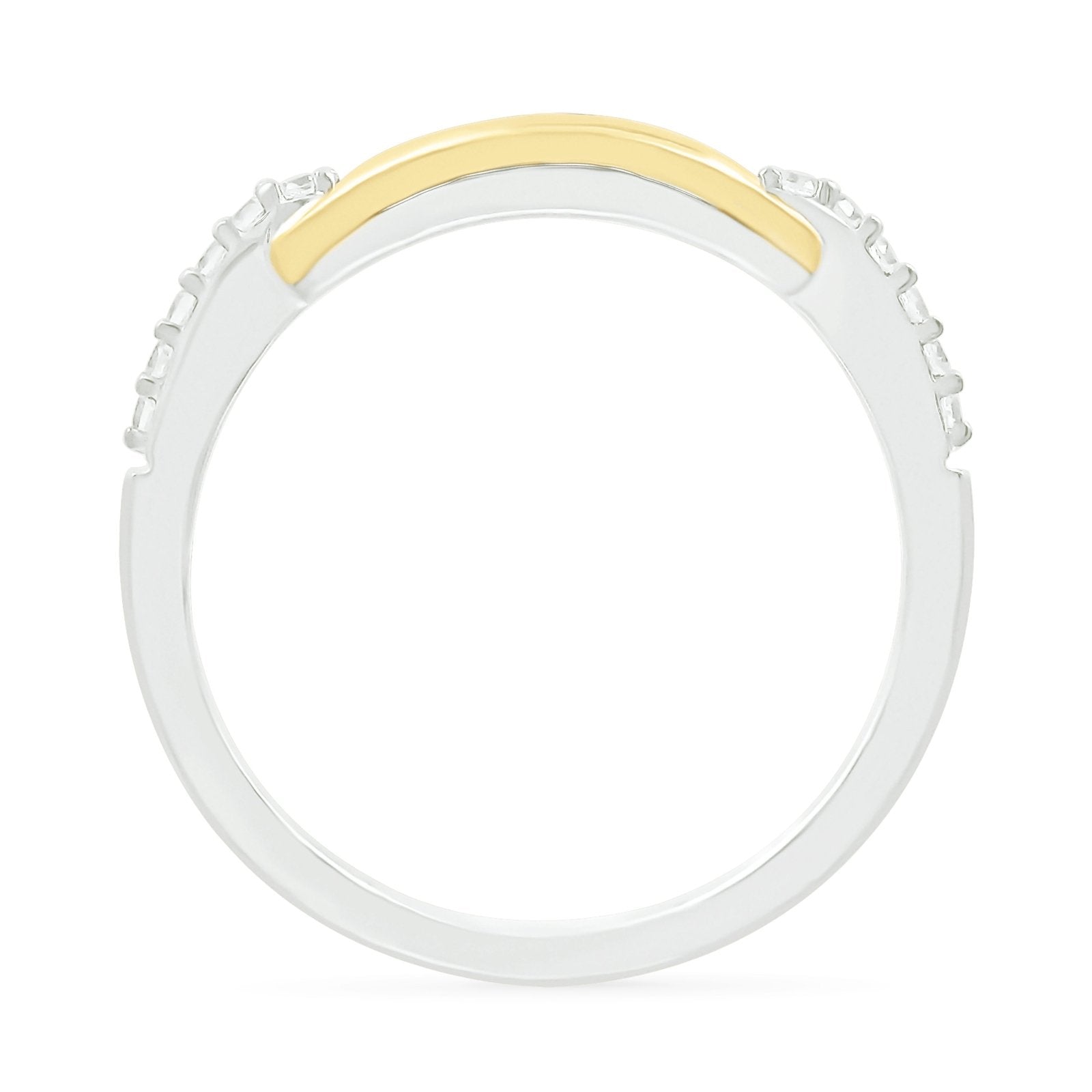10k Yellow Gold Paperclip Link Ring with Diamonds - Elegant Stackable Jewelry for Everyday Wear & Special Occasions