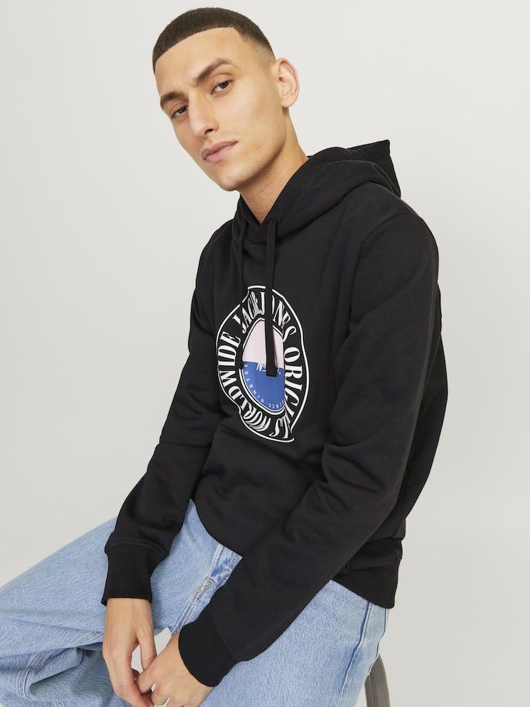 JACK & JONES Men's Jorcobin Hoodie - Fleece Sweatshirt with Hood for Casual Wear, Gym & Outdoor Activities
