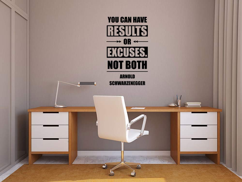Inspirational Fitness Quote Wall Decal - 'Results or Excuses' Motivational Vinyl Sticker for Gym, Home & Workout Room Decor - Perfect for Home Office, Exercise Spaces & Fitness Studios