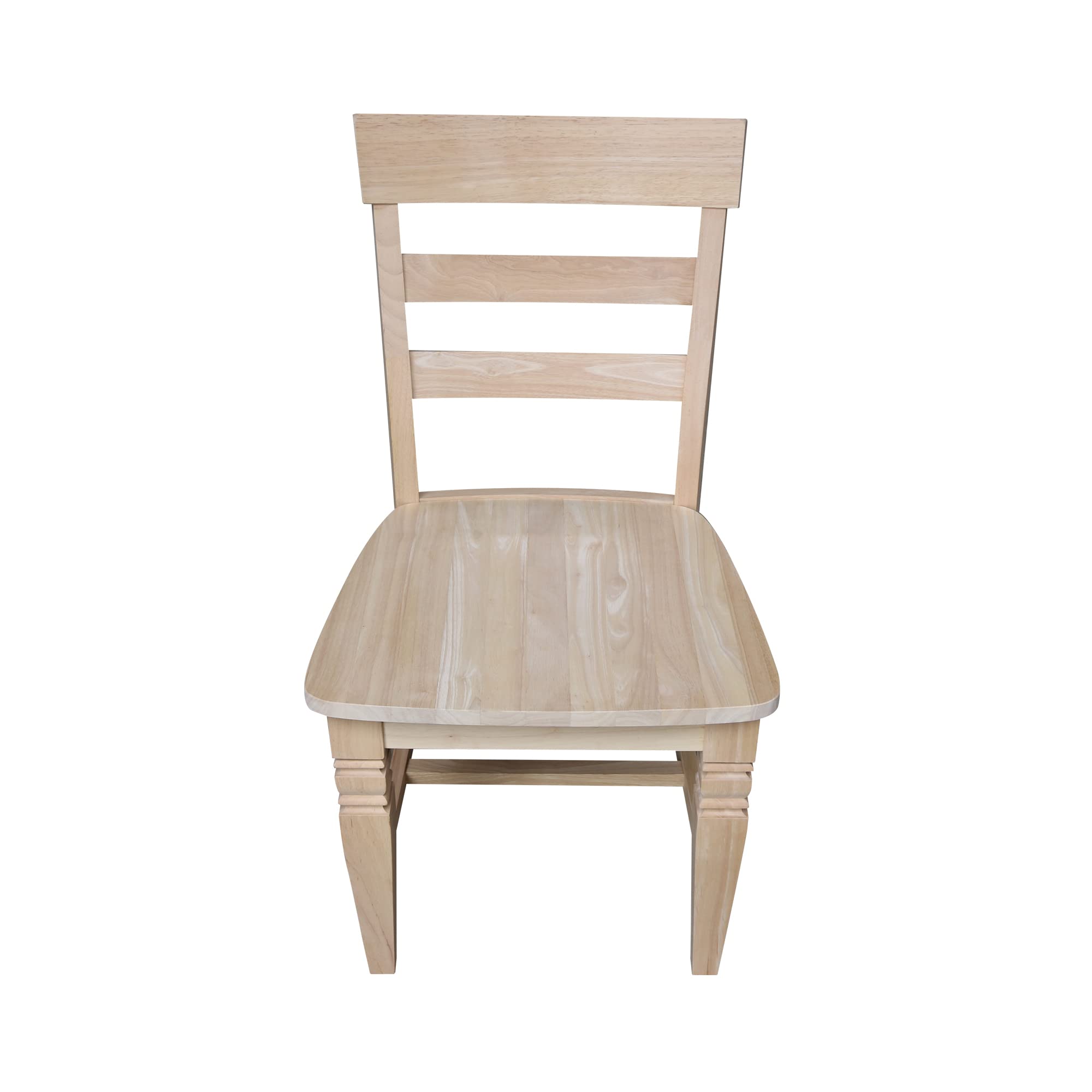 IC International Concepts Set of 2 Unfinished Java Dining Chairs - Solid Parawood, 225lb Weight Capacity, 19.7