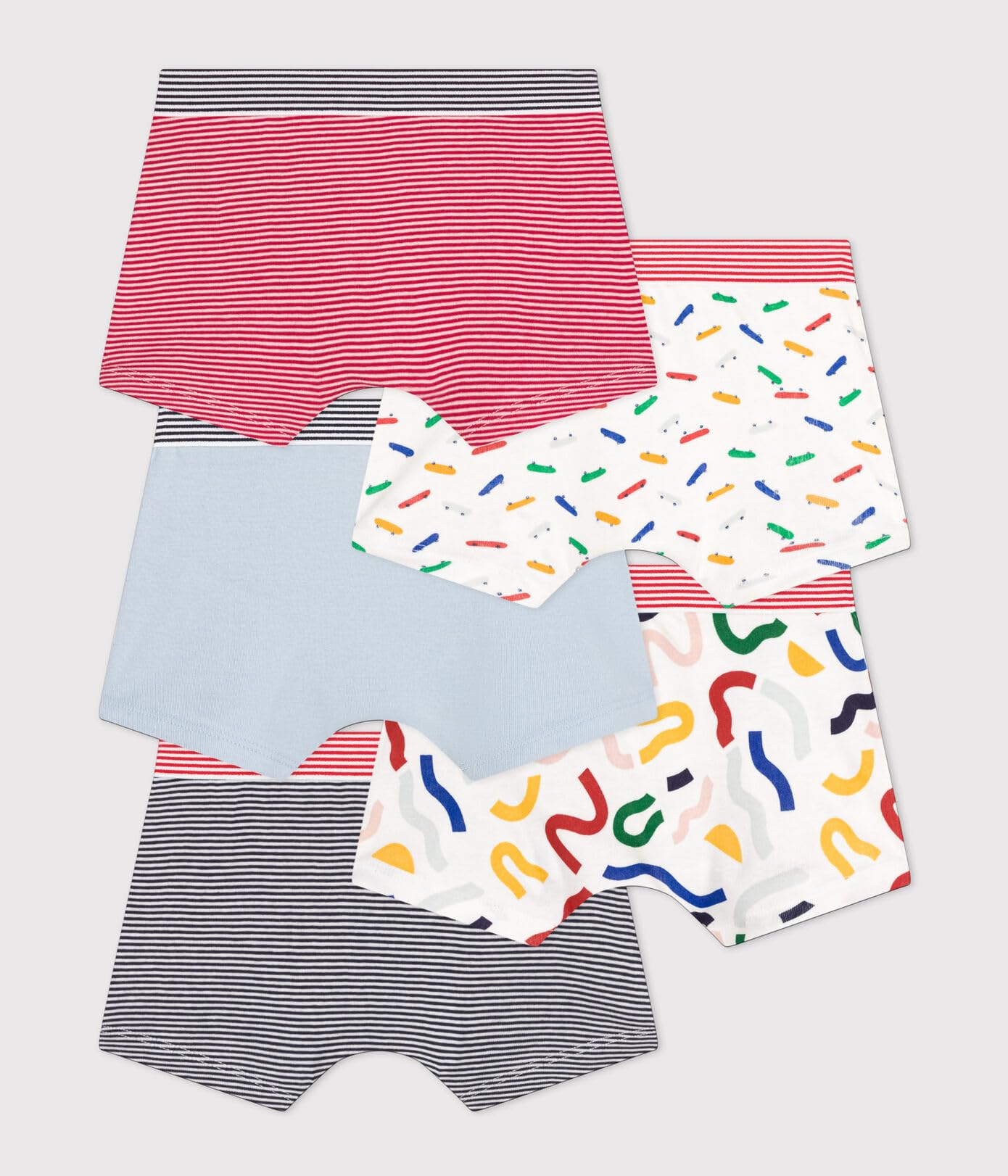 Petit Bateau Boys' Cotton Skateboard Boxer Briefs - 5-Pack (Sizes 2-12 Years) | Soft Underwear for Active Kids | Perfect for School, Sports & Everyday Wear