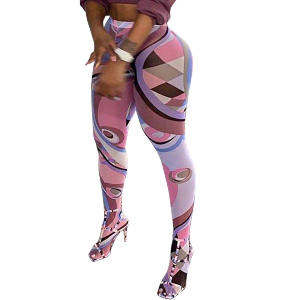 Women's High Waist Printed Leggings - Tie Dye Mesh Sheer Tights for Yoga, Workout & Casual Wear | Y2K Vintage Stretchy Pantyhose | Perfect for Gym, Running & Everyday Fashion