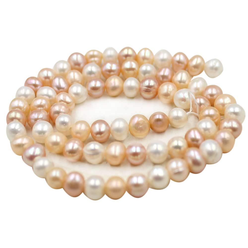 SR BGSJ Natural AA Grade 6-12mm Round Cultured Freshwater Pearl Loose Beads Strand (15') for Jewelry Making - DIY Bracelets, Necklaces & Craft Projects