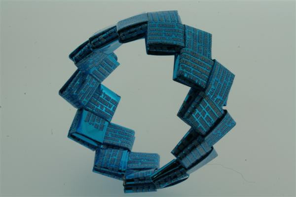 Eco-Friendly Recycled Bracelet - Small Size, Blue Text - Perfect for Casual Wear & Sustainable Fashion Gifts
