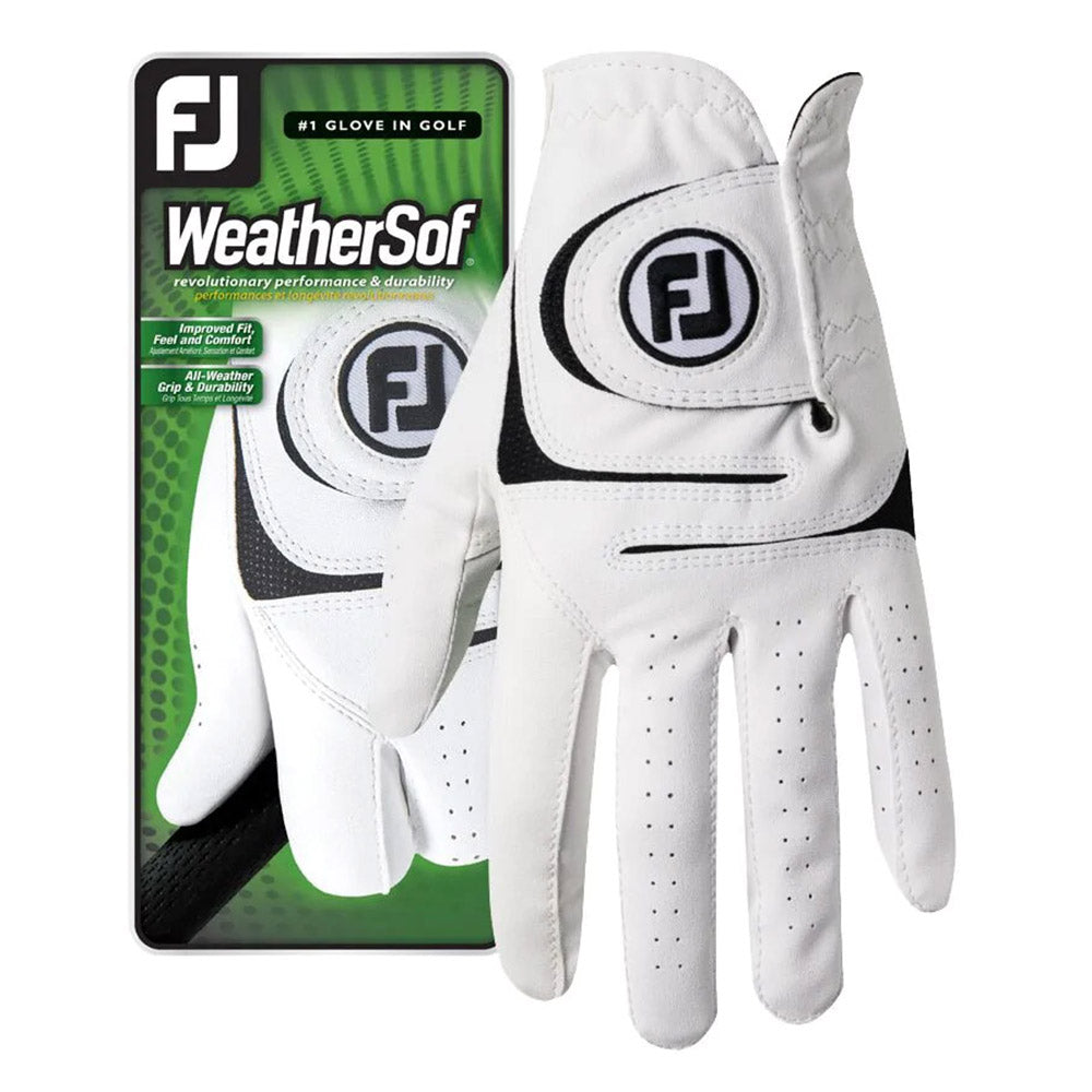 FootJoy WeatherSof White Men's Golf Gloves - Premium Comfort & Grip for Golfers - Ideal for Driving Range & Tournament Play
