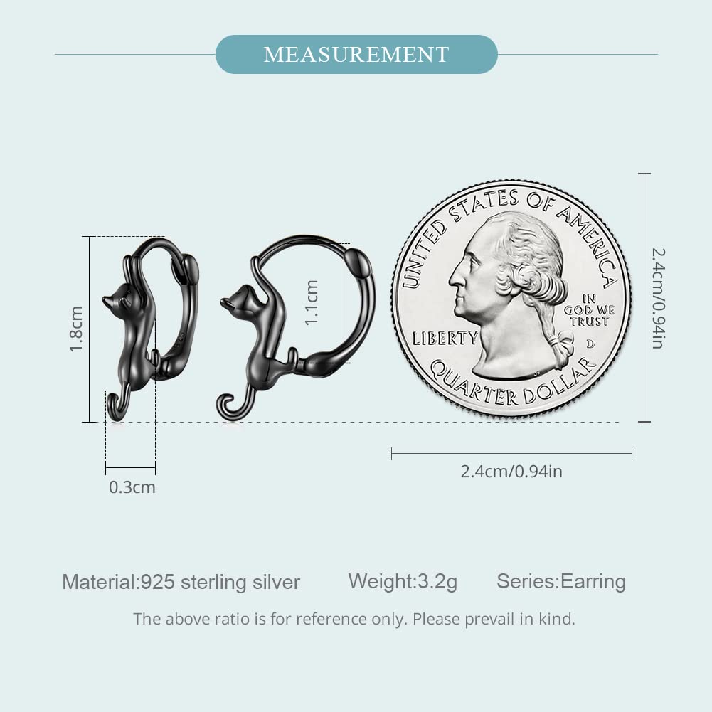 WOSTU 925 Sterling Silver Cat Hoop Earrings for Women - 18K Gold Plated Hypoallergenic Huggie Earrings - Cute Kitty Animal Jewelry Gift for Cat Lovers - Perfect for Casual Wear, Parties & Gifts