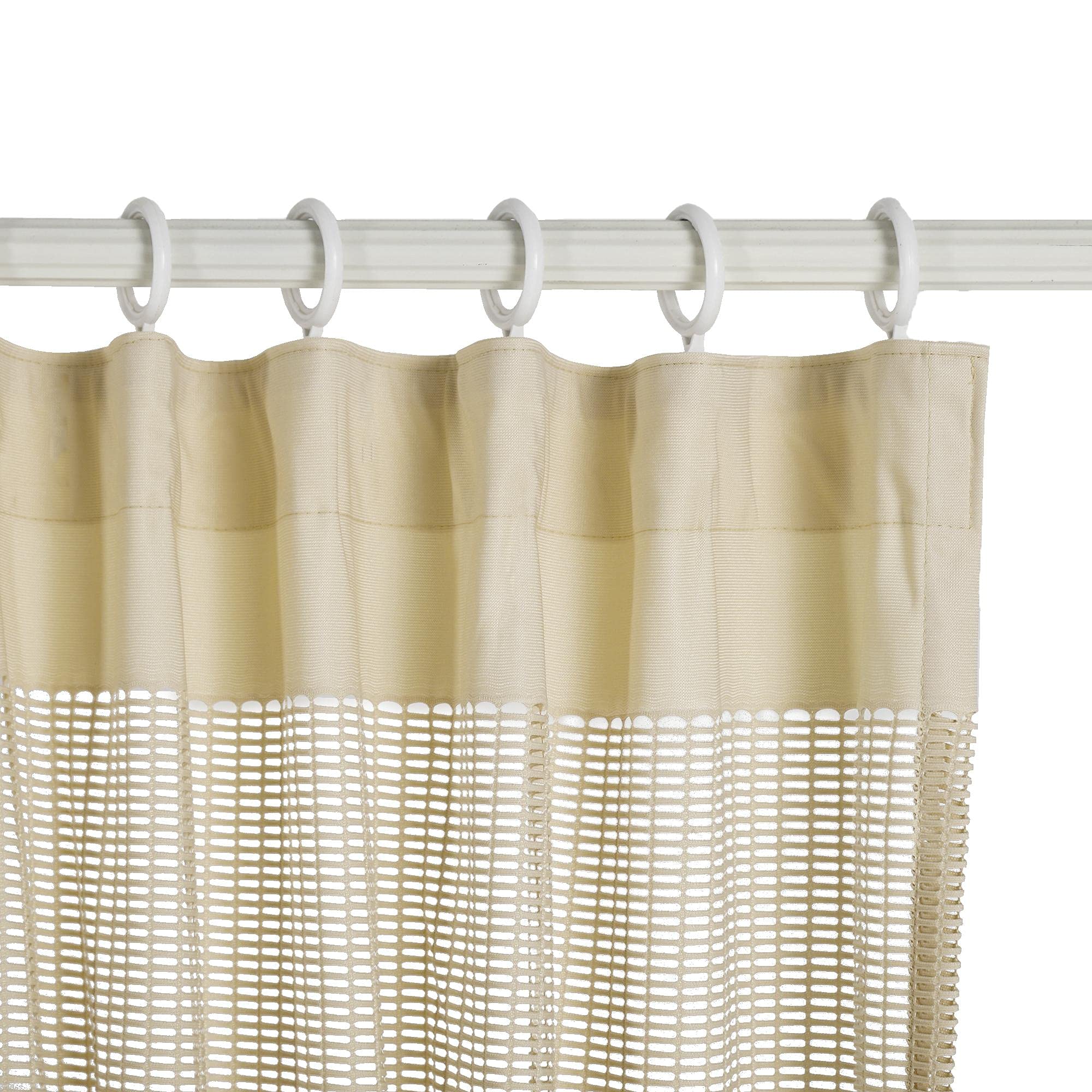 Beige Room Divider Curtains - 12' x 8.5' Privacy Partition with Flat Hook Hanging for Spa, Lab, Office & Home Use - Sound Dampening & Space Dividing Solution