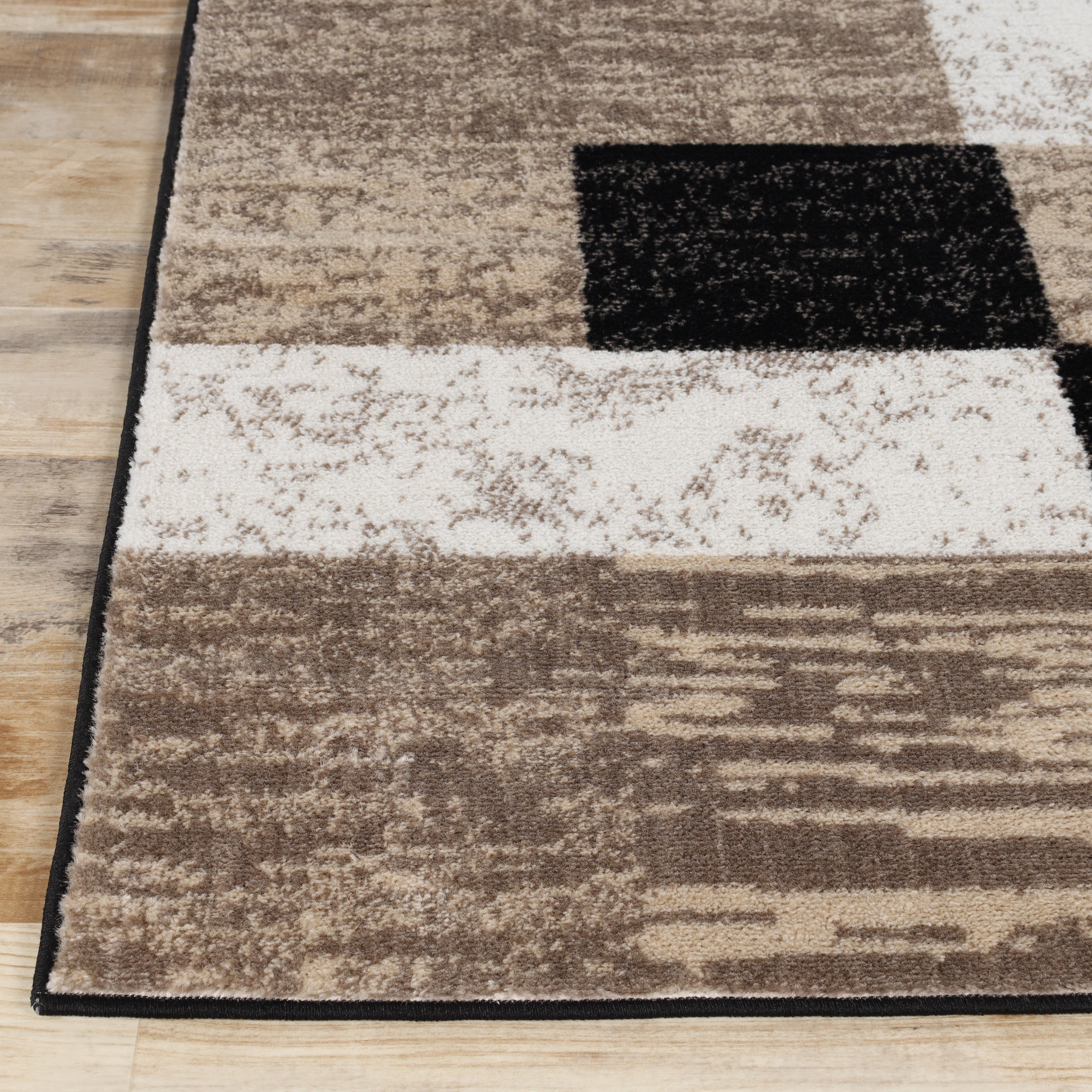 Stylish Rockwood Contemporary Geometric Patchwork Area Rug - Non-Slip Indoor Runner for Living Room, Bedroom & Office Decor