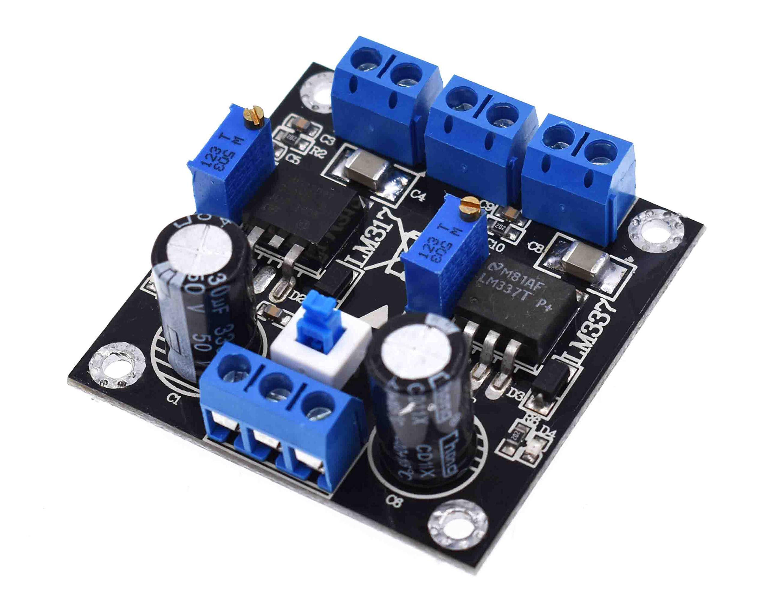 LM317 & LM337 Negative Dual Power Adjustable Voltage Regulator Board - DIY Electronic Component for Audio Amplifier, Lab Power Supply & Circuit Testing