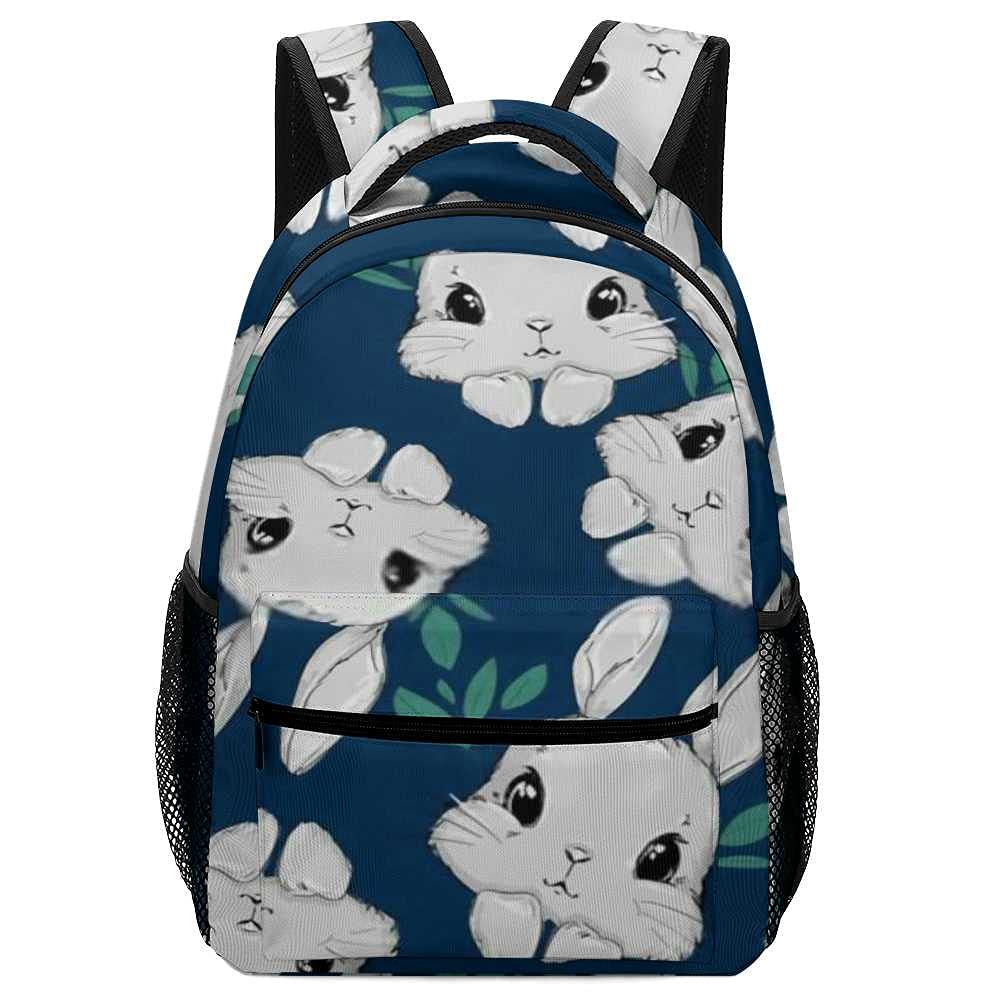 **Navy Blue Cute Kawaii Cartoon Bunny Backpack - 15.6 Inch Laptop Backpack for School, College, Hiking & Travel - Unisex Diaper Bag for Men & Women - Perfect for Daily Use & Outdoor Adventures**